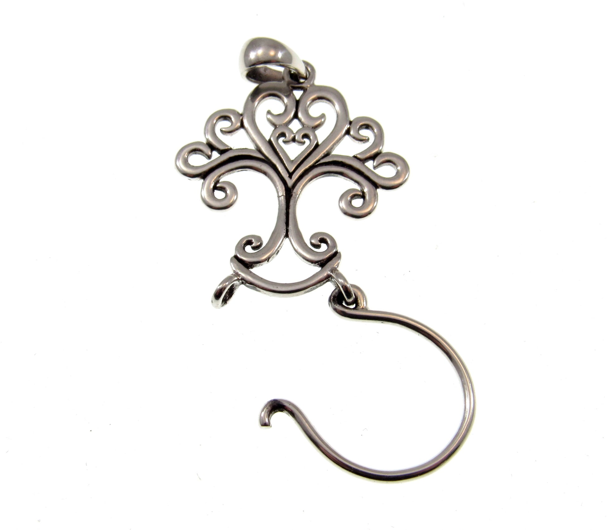 Solid 925 Sterling Silver Sacred Tree of Life Charm Holder Pendant, Magical Celtic Symbol of the Afterlife