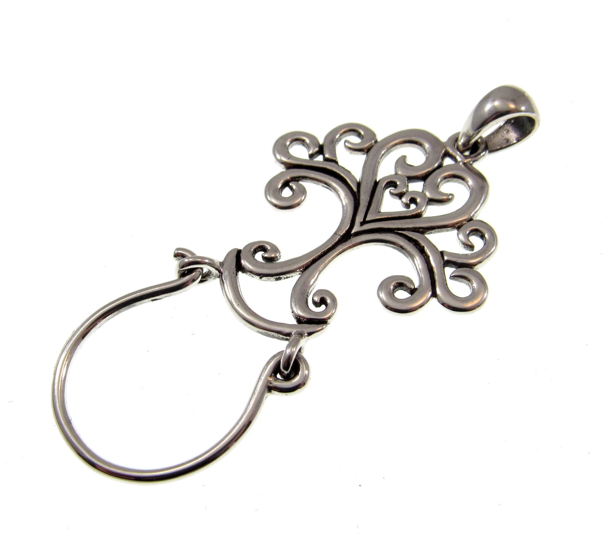 Solid 925 Sterling Silver Sacred Tree of Life Charm Holder Pendant, Magical Celtic Symbol of the Afterlife