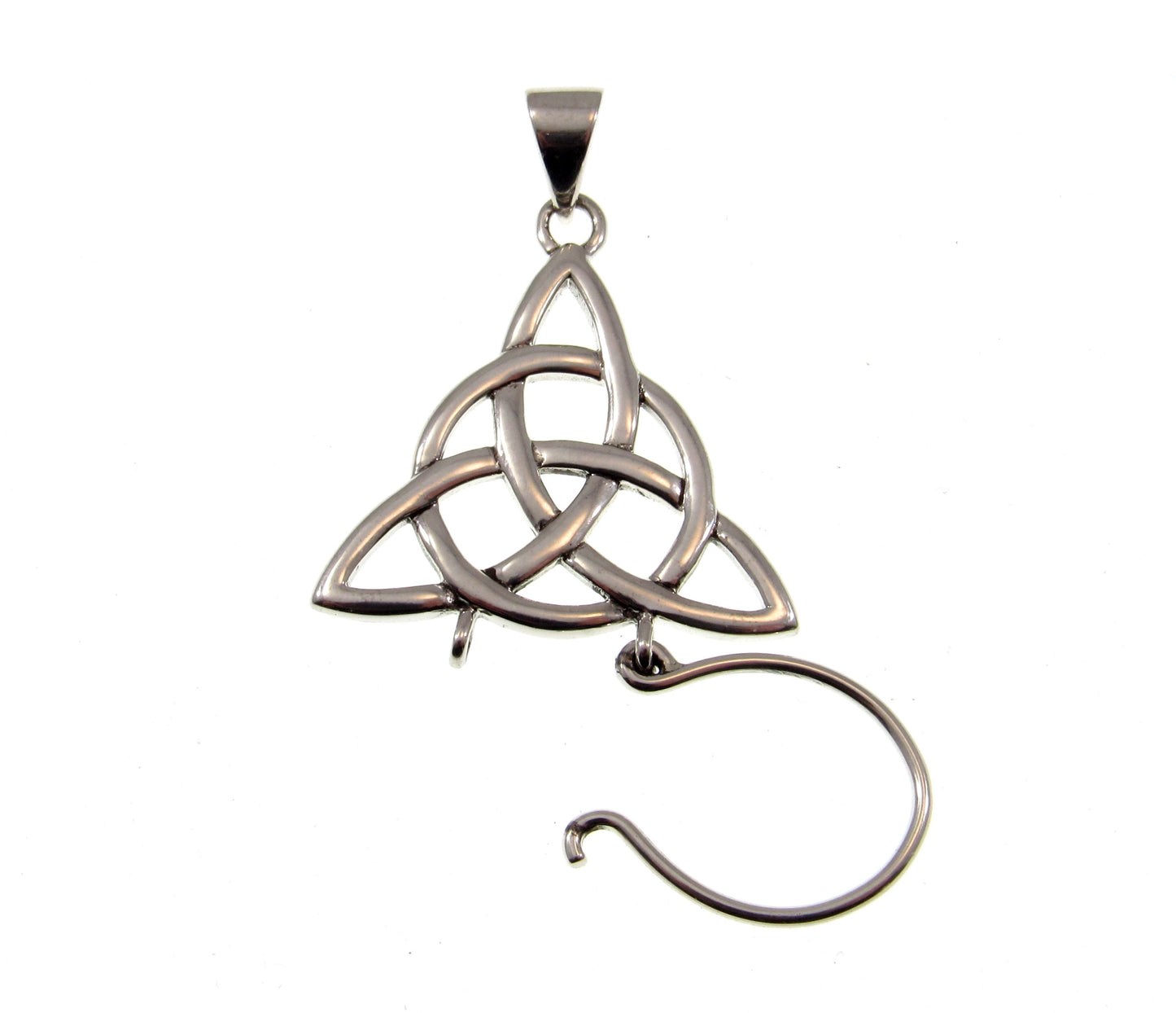 Solid 925 Sterling Silver Celtic Charm Holder, Divine Power of the Triquetra Knot Pendant, Handcrafted Magic Neopagan Wiccan Jewelry