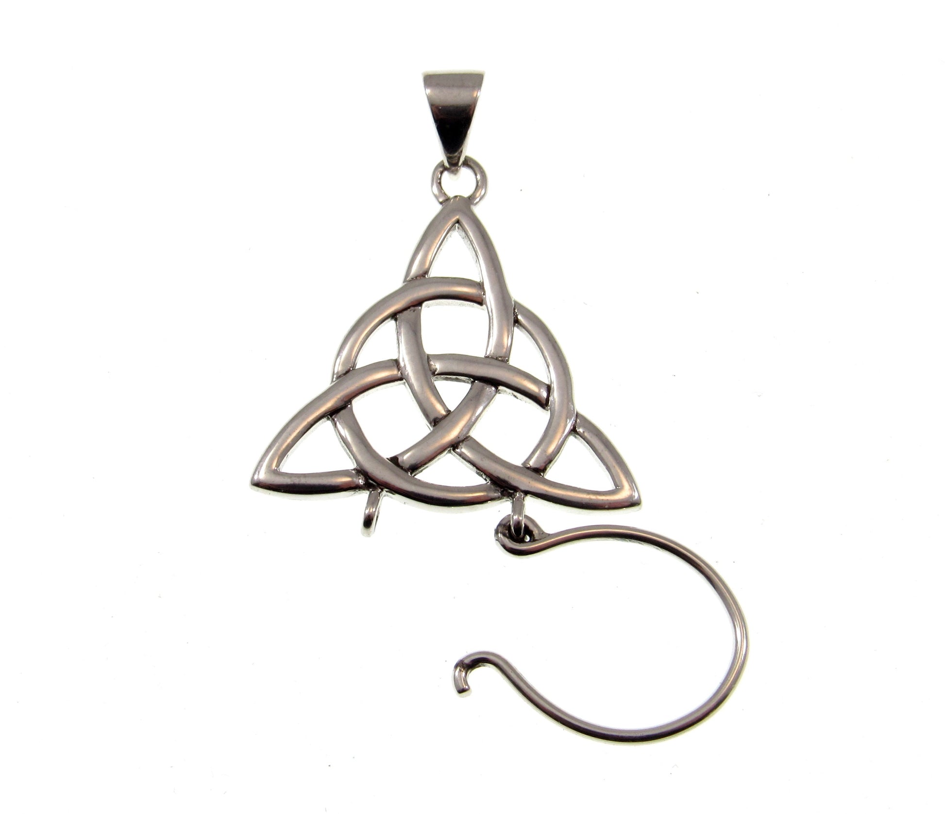 Solid 925 Sterling Silver Celtic Charm Holder, Divine Power of the Triquetra Knot Pendant, Handcrafted Magic Neopagan Wiccan Jewelry