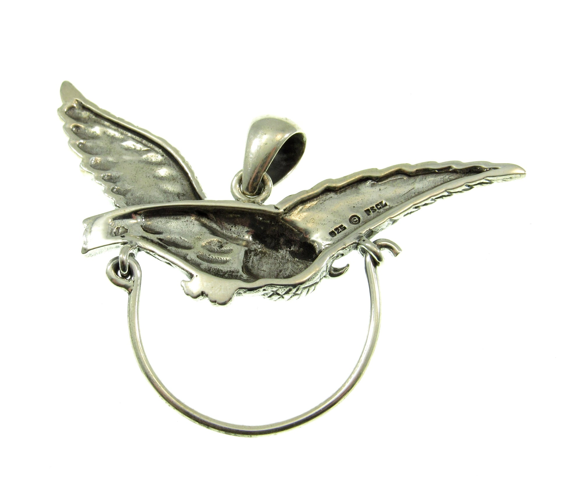 Solid 925 Sterling Silver Charm Holder Barn Owl Pendant, Magical Pagan Symbol of Protection, Handcrafted Spirit Guide Animal Totem Hanger