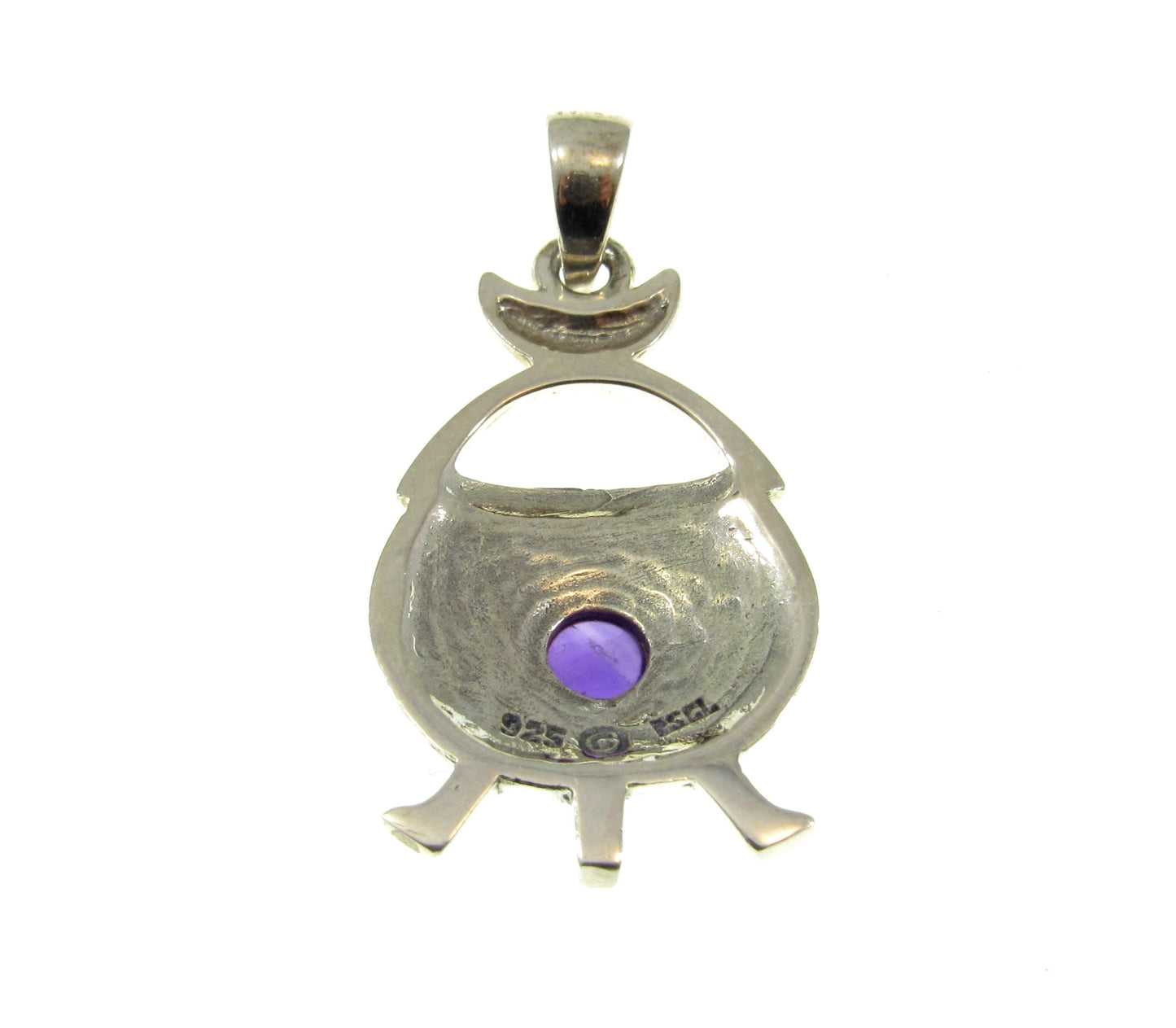 Solid 925 Sterling Silver Magickal Witch's Cauldron Pendant, Choose Gemstone: Amethyst, Garnet, Moonstone, or Blue Topaz