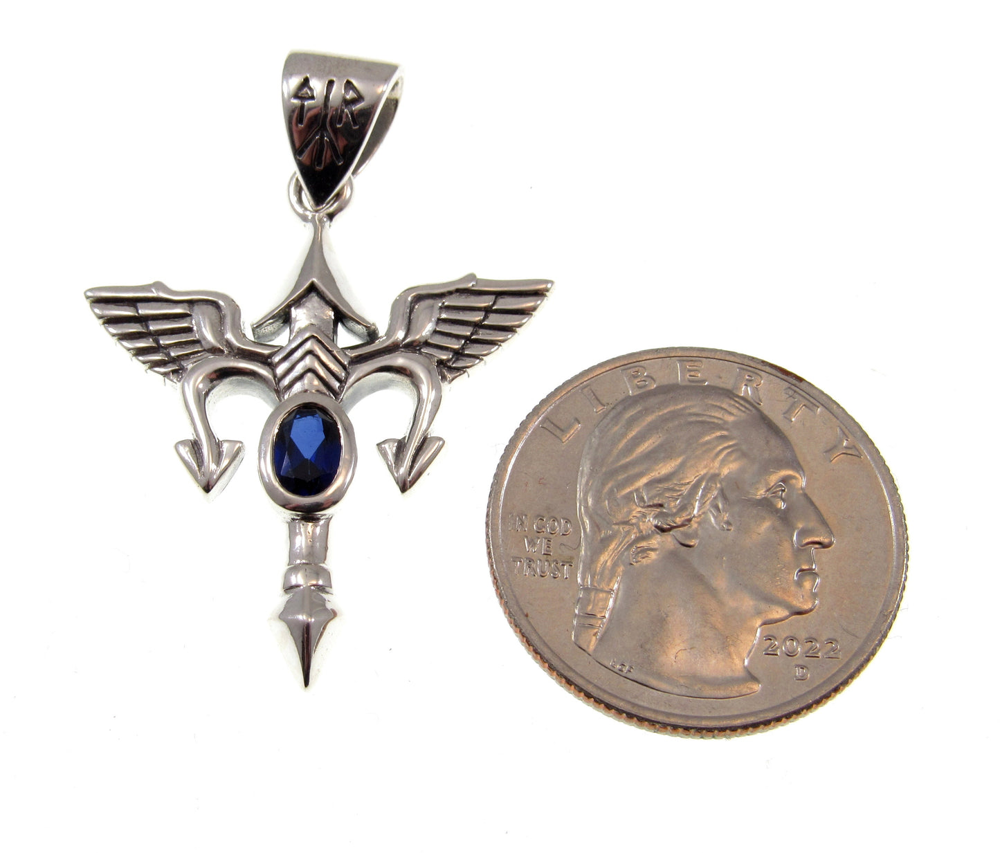 Solid 925 Sterling Silver Viking T-Rune Tyr God Pendant, Choose Faceted Gemstone: Purple Amethyst, Red Garnet, or Blue Sapphire