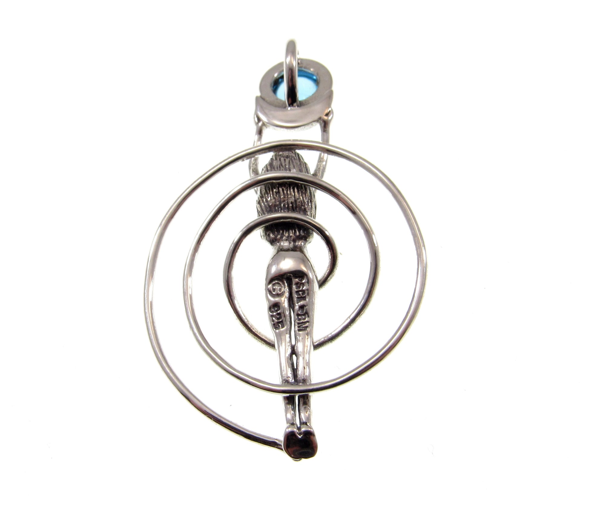 Solid 925 Sterling Silver Nude Spiral Goddess Pendant, Navel Fertiligy Goddess, Choose Gemstone: Amethyst Garnet Moonstone or Blue Topaz