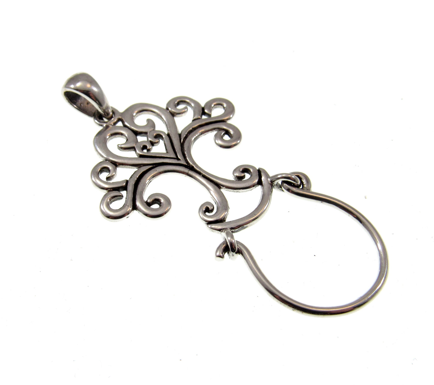 Solid 925 Sterling Silver Sacred Tree of Life Charm Holder Pendant, Magical Celtic Symbol of the Afterlife