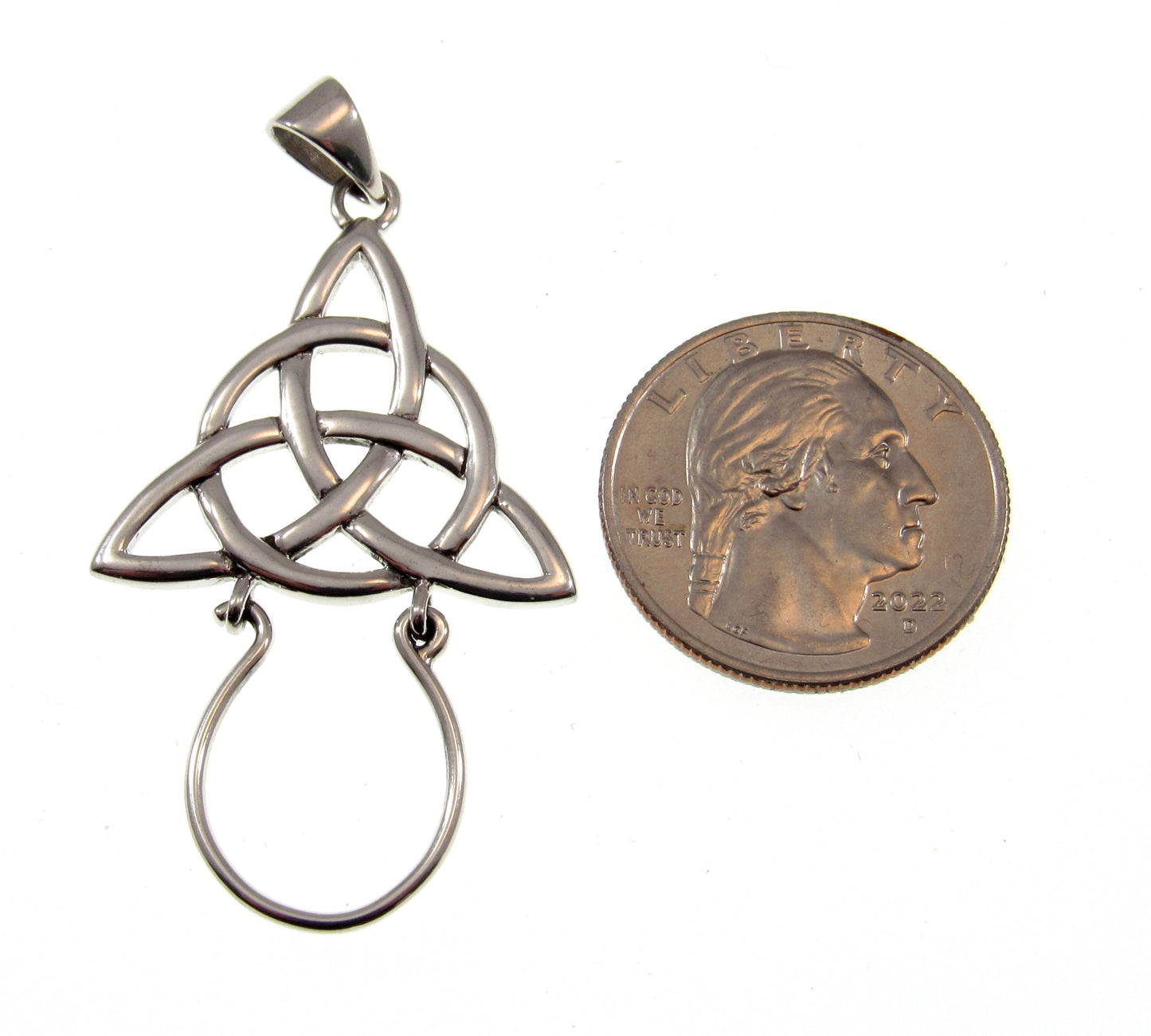 Solid 925 Sterling Silver Celtic Charm Holder, Divine Power of the Triquetra Knot Pendant, Handcrafted Magic Neopagan Wiccan Jewelry