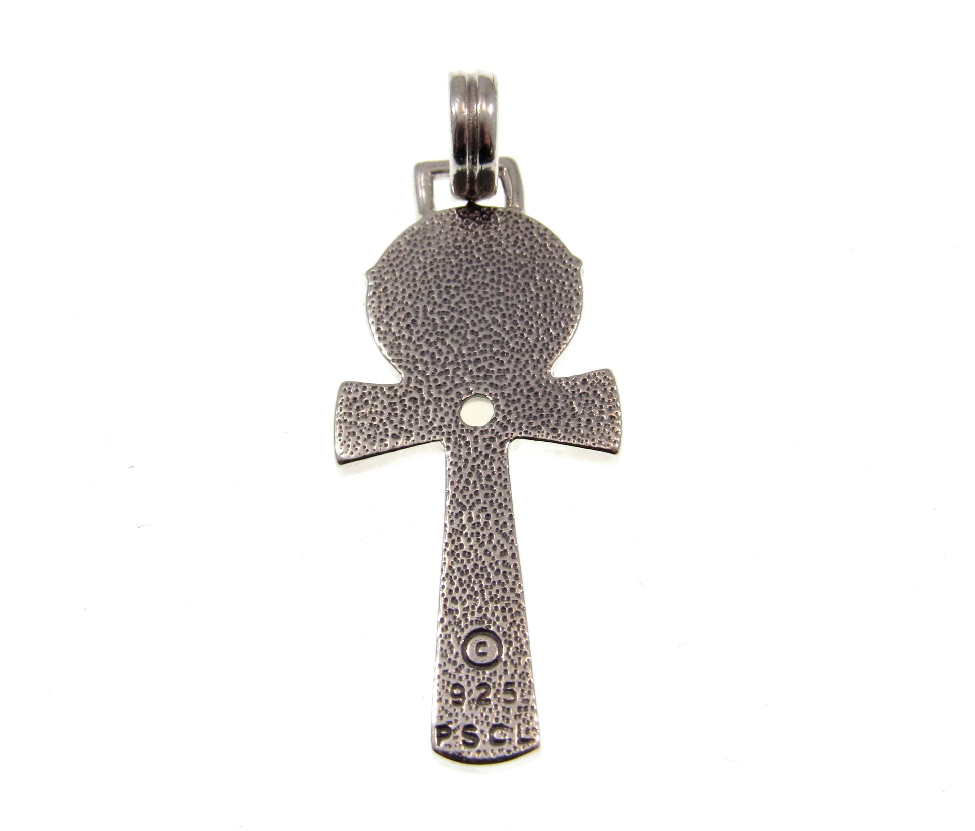 Solid 925 Sterling Silver Egyptian Ankh Pendant with Celtic Knots and Pentacle Pentagram, Choose Amethyst, Garnet, or Moonstone Gemstone