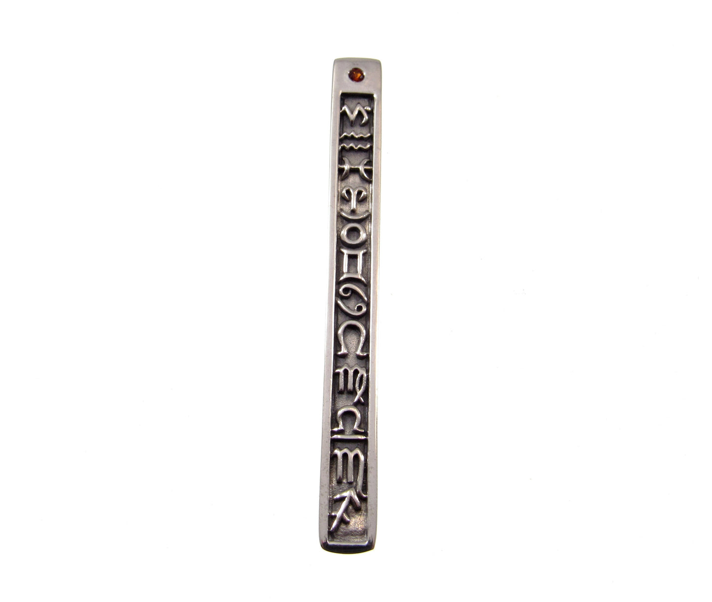 Solid 925 Sterling Silver 12 Zodiac Symbols Pendant – Astrology Horoscope Column Amethyst or Garnet