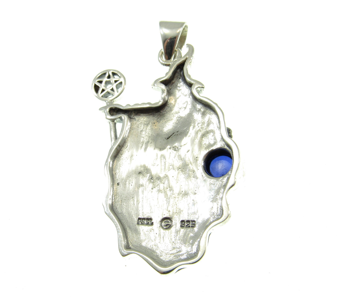 Solid 925 Sterling Silver Wizard with the Pentacle Star Pentagram Pendant w/ Gemstone: Amethyst, Garnet, Moonstone, or Sapphire