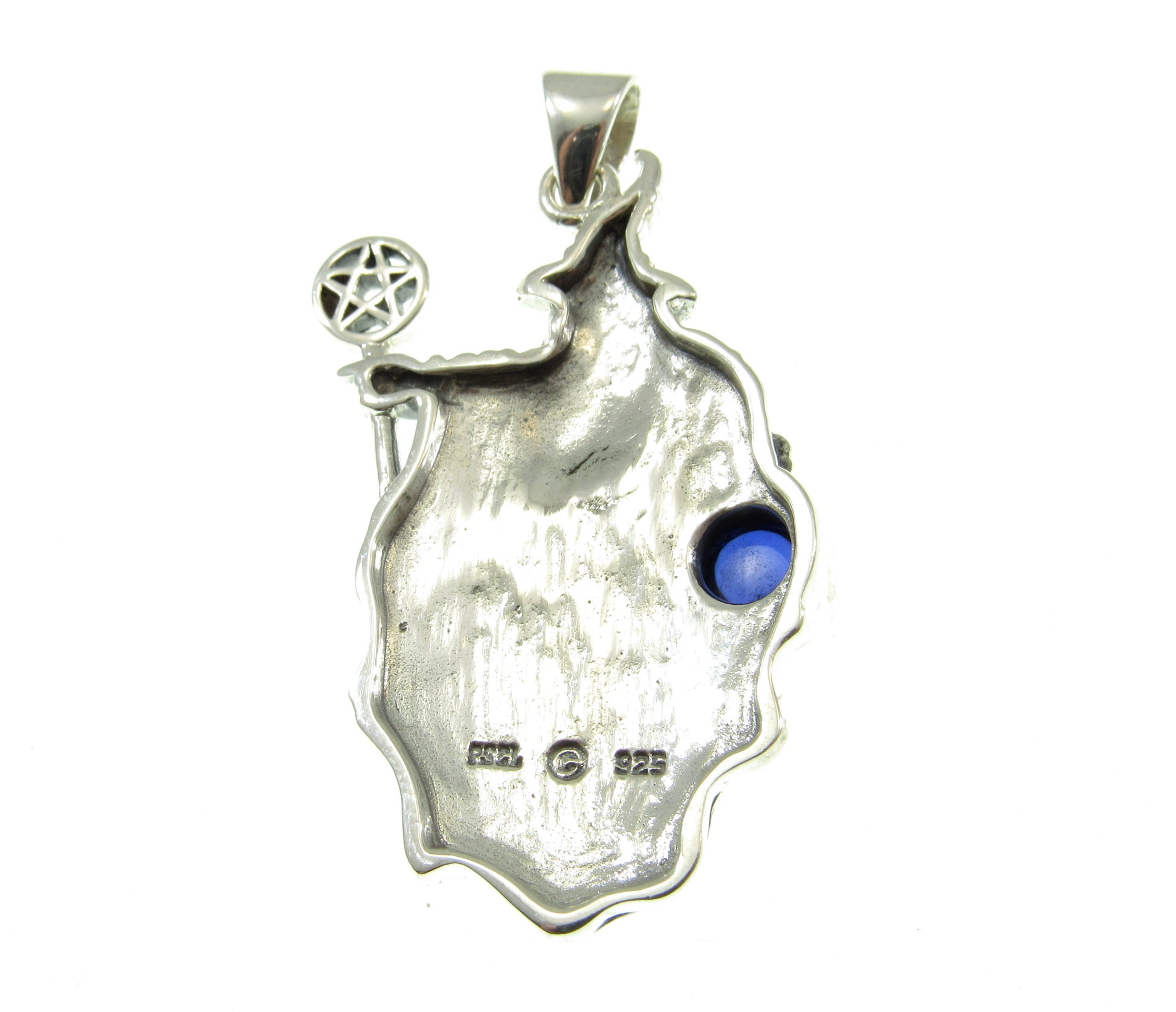 Solid 925 Sterling Silver Wizard with the Pentacle Star Pentagram Pendant w/ Gemstone: Amethyst, Garnet, Moonstone, or Sapphire