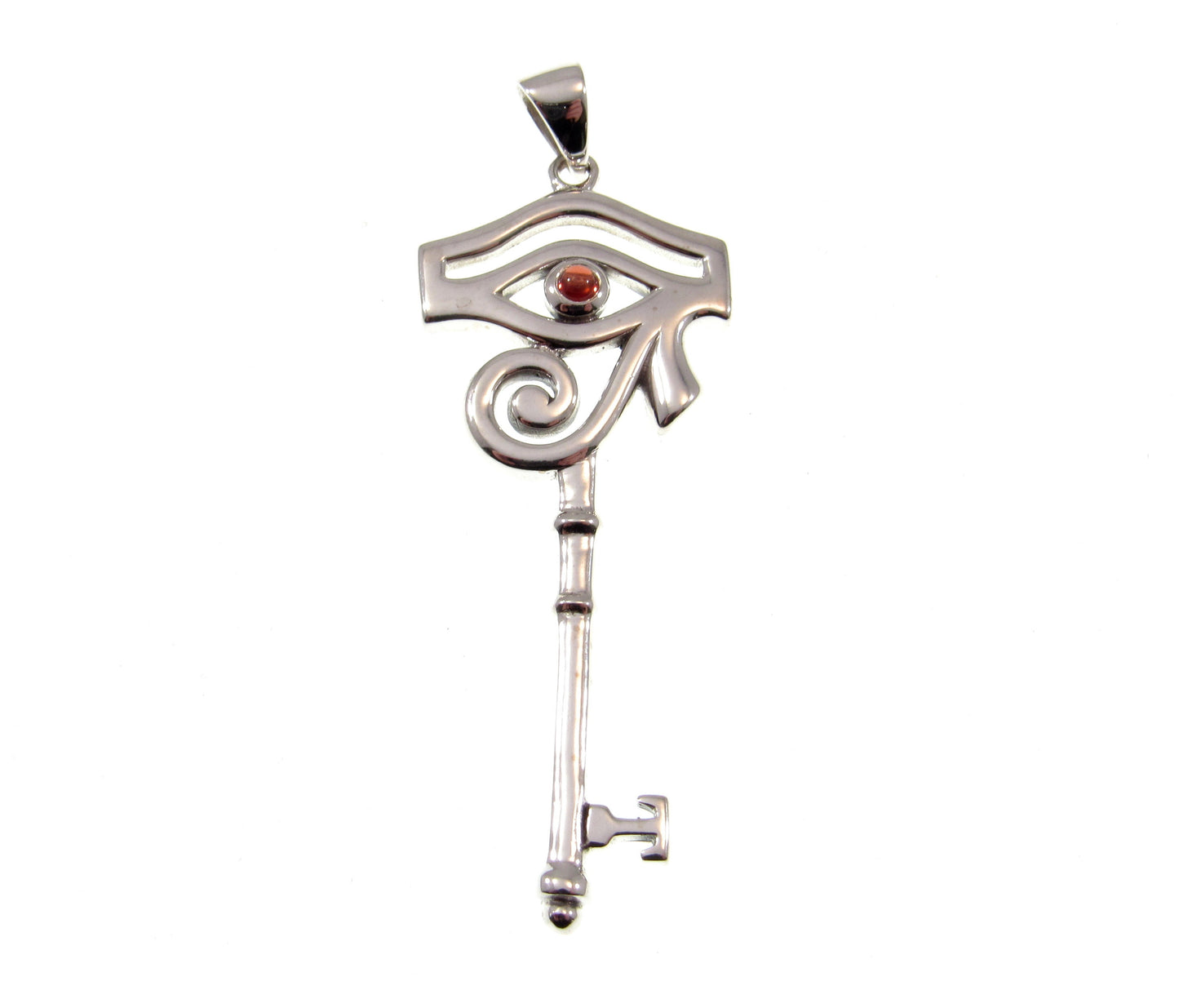 Solid 925 Sterling Silver Eye of Horus Pendant, Spiritual Enchantment Key, Choose Gemstone: Amethyst Garnet Labradorite or Moonstone