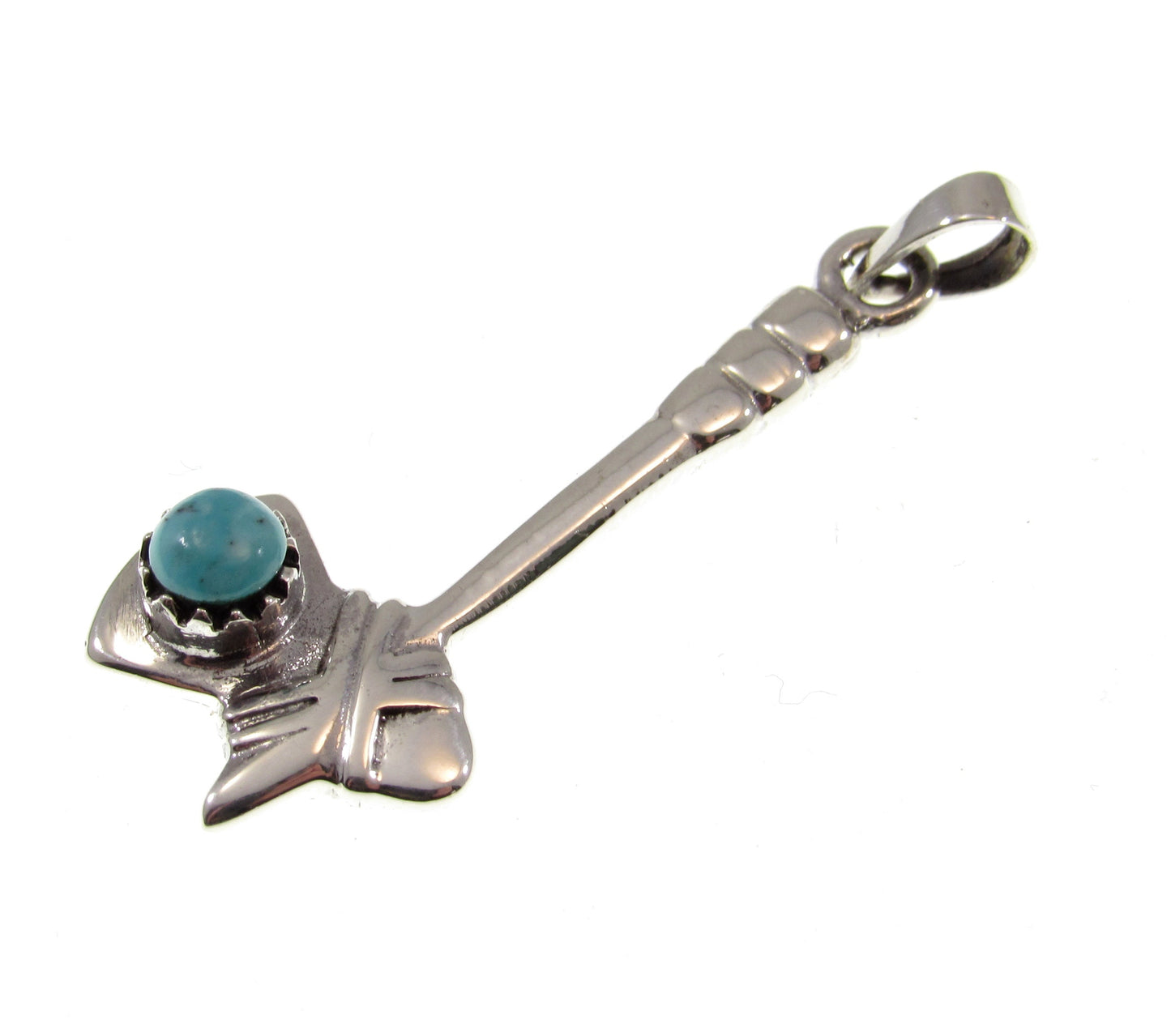 Solid 925 Sterling Silver Tomahawk Necklace Pendant with Turquoise – Native Western Axe Charm, Biker Southwestern Jewelry for Men or Women