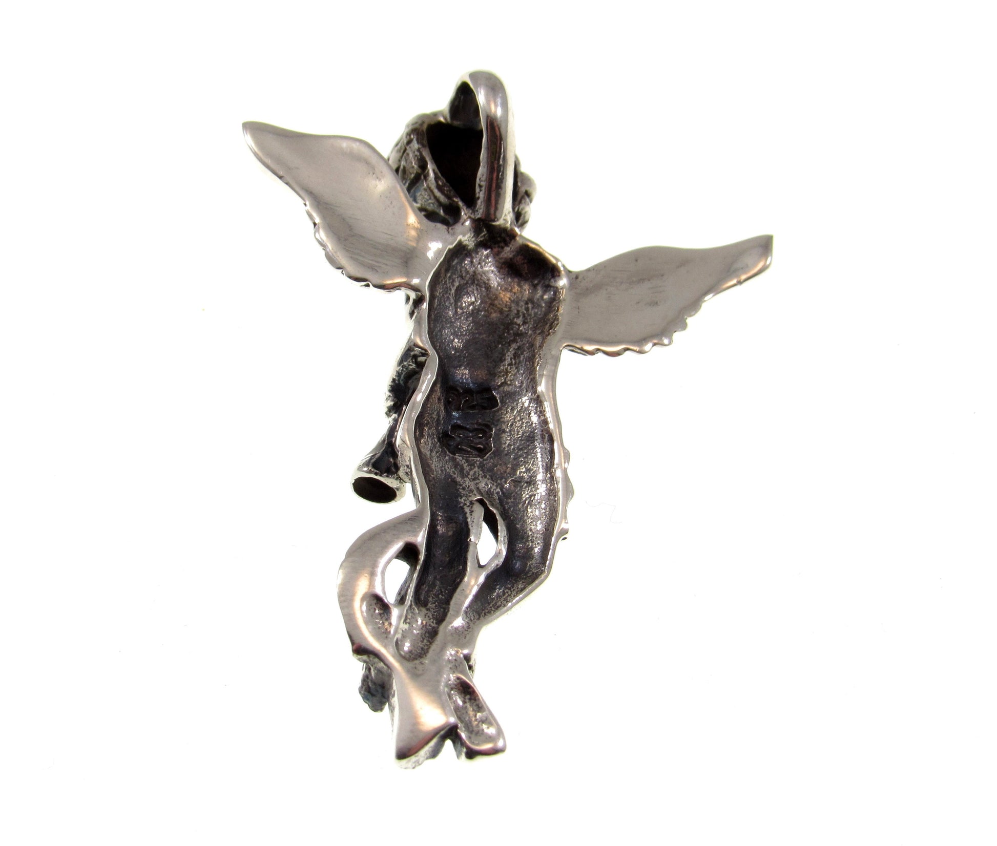 Solid 925 Sterling Silver Baby Cupid / Eros Playing Flute Pendant, God of Love, Attraction, Affection, & Desire, Mythological Jewelry