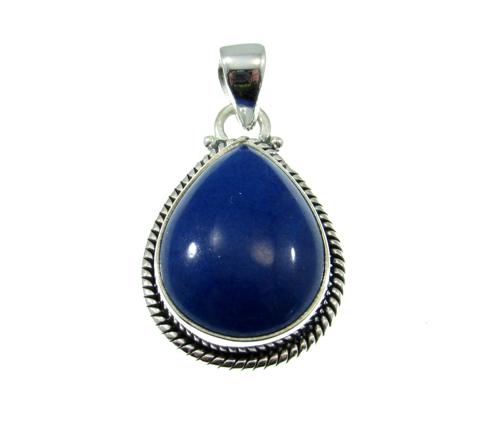 Solid 925 Sterling Silver Teardrop Shaped Lapis Lazuli Gemstone Pendant, January Birthstone Jewelry