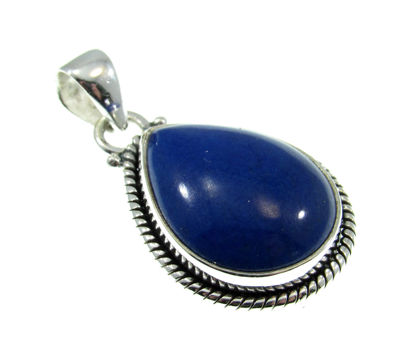 Solid 925 Sterling Silver Teardrop Shaped Lapis Lazuli Gemstone Pendant, January Birthstone Jewelry