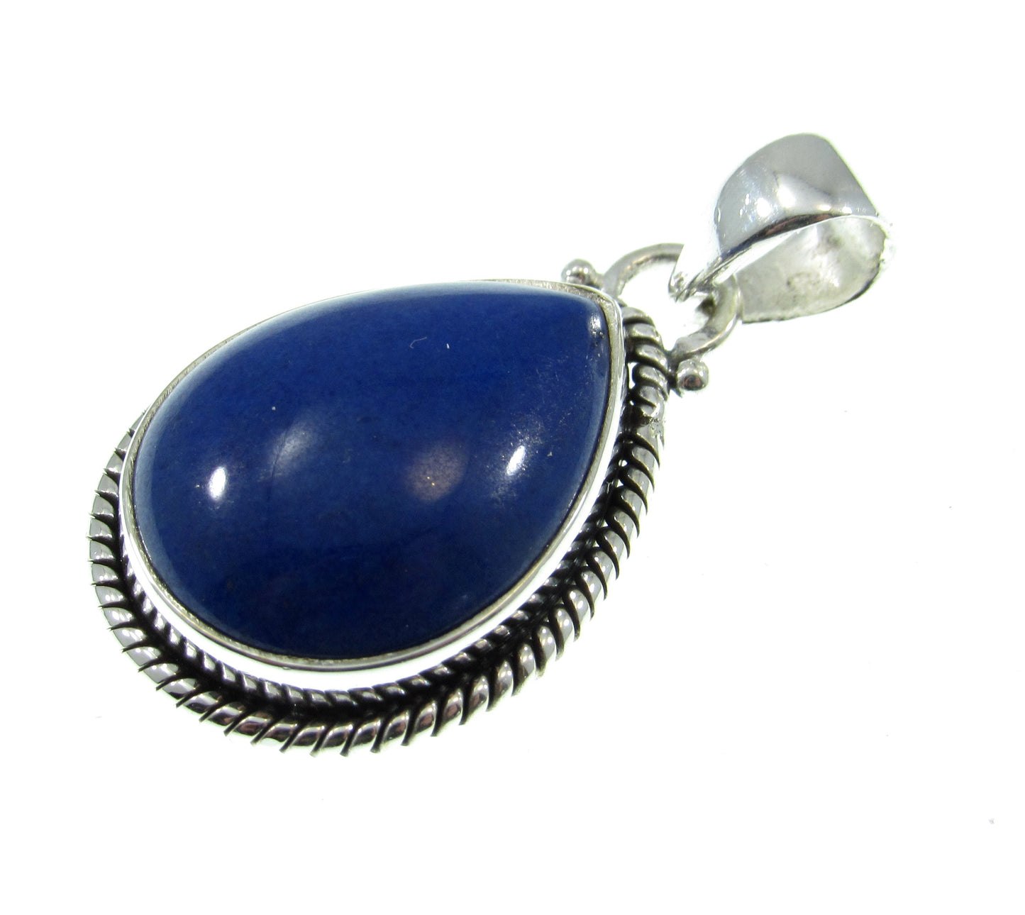 Solid 925 Sterling Silver Teardrop Shaped Lapis Lazuli Gemstone Pendant, January Birthstone Jewelry
