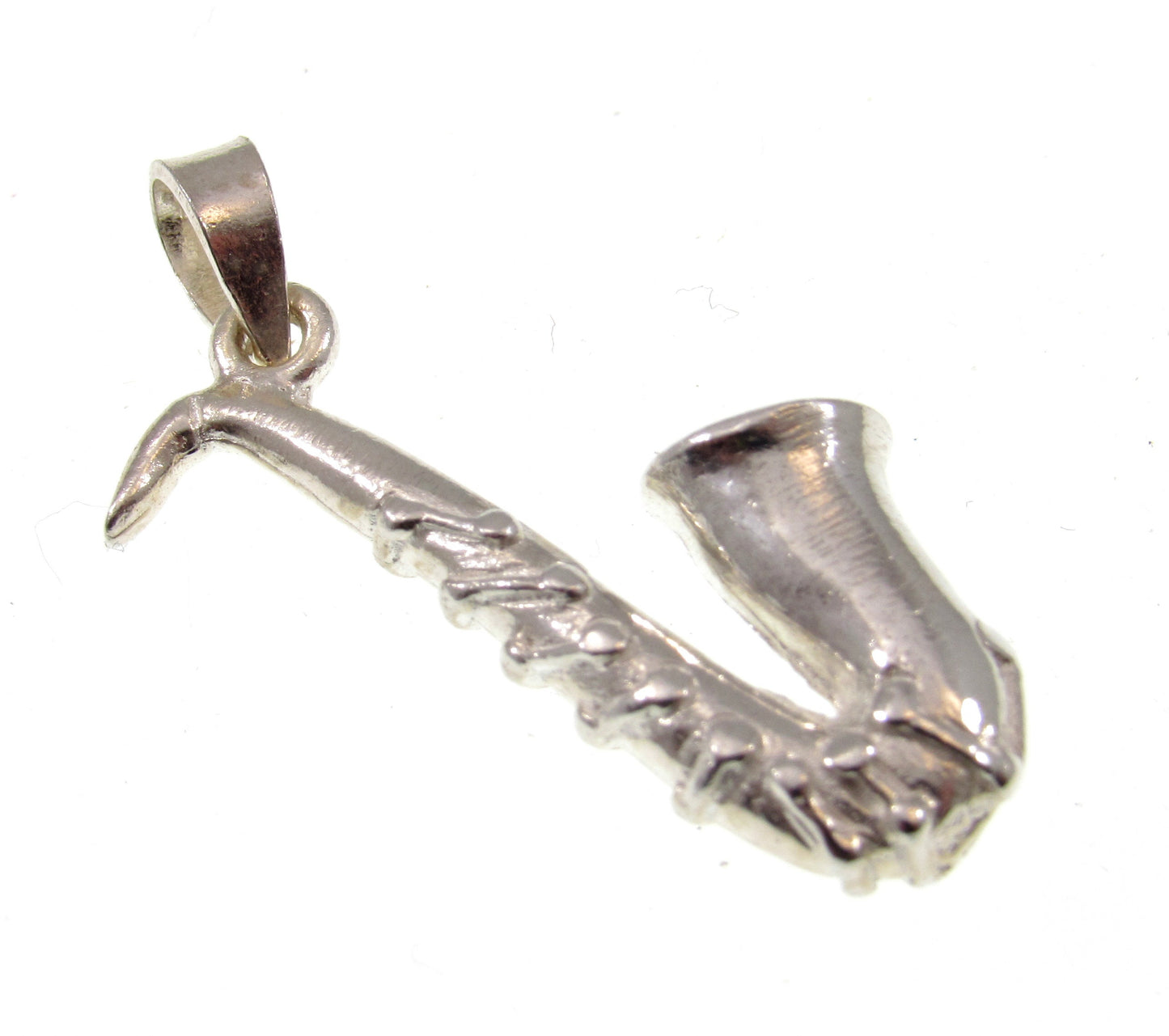 Solid 925 Sterling Silver Saxophone Pendant, Handcrafted Brass Instrument Musical Charm