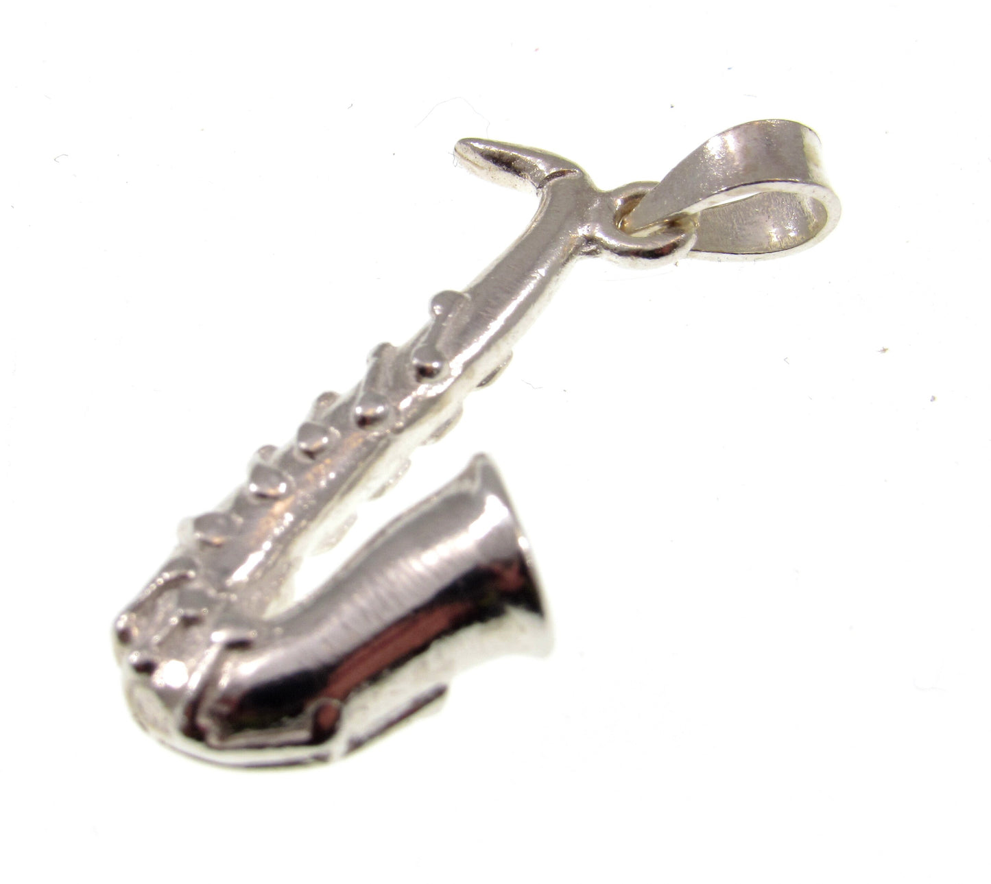 Solid 925 Sterling Silver Saxophone Pendant, Handcrafted Brass Instrument Musical Charm