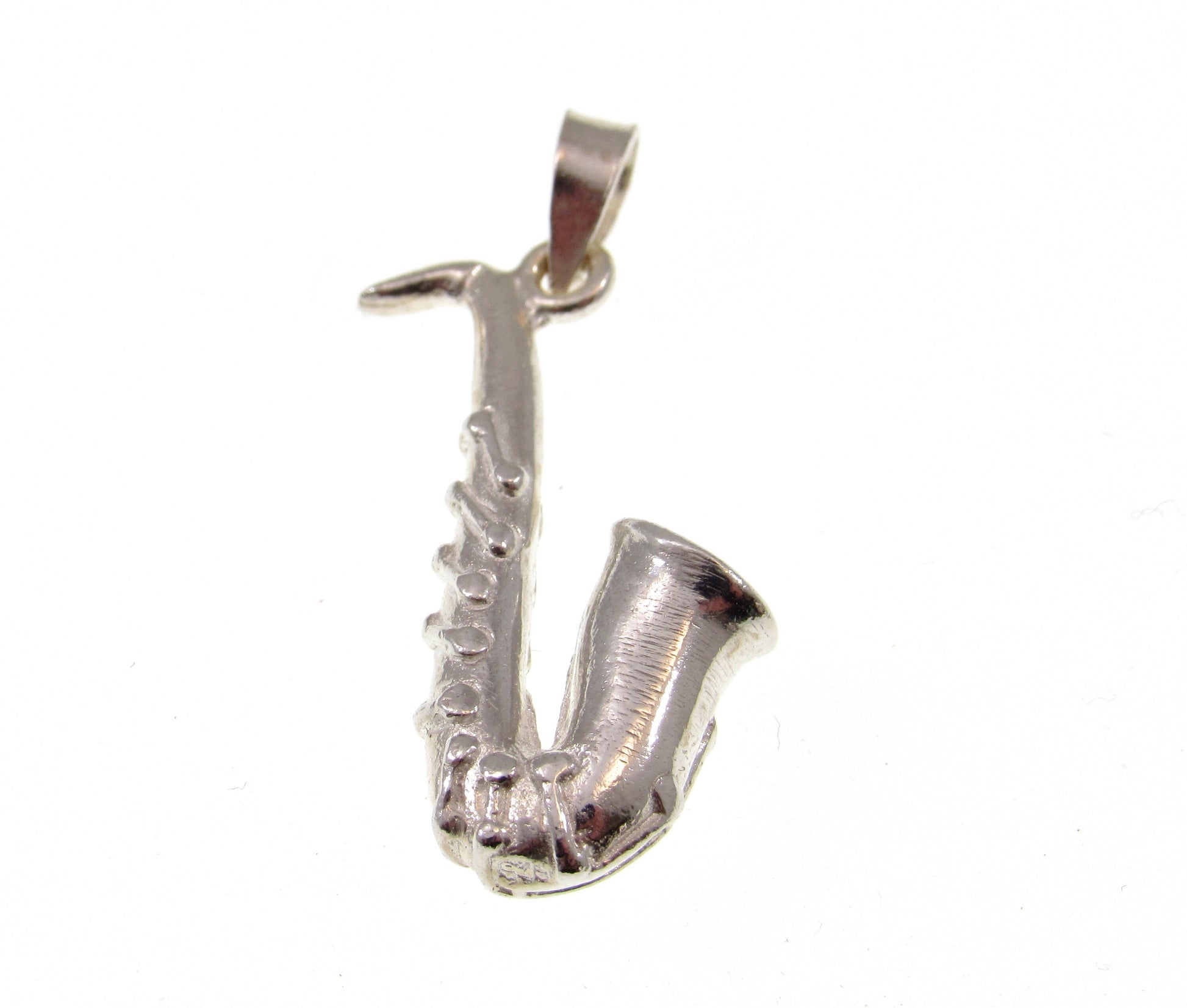 Solid 925 Sterling Silver Saxophone Pendant, Handcrafted Brass Instrument Musical Charm