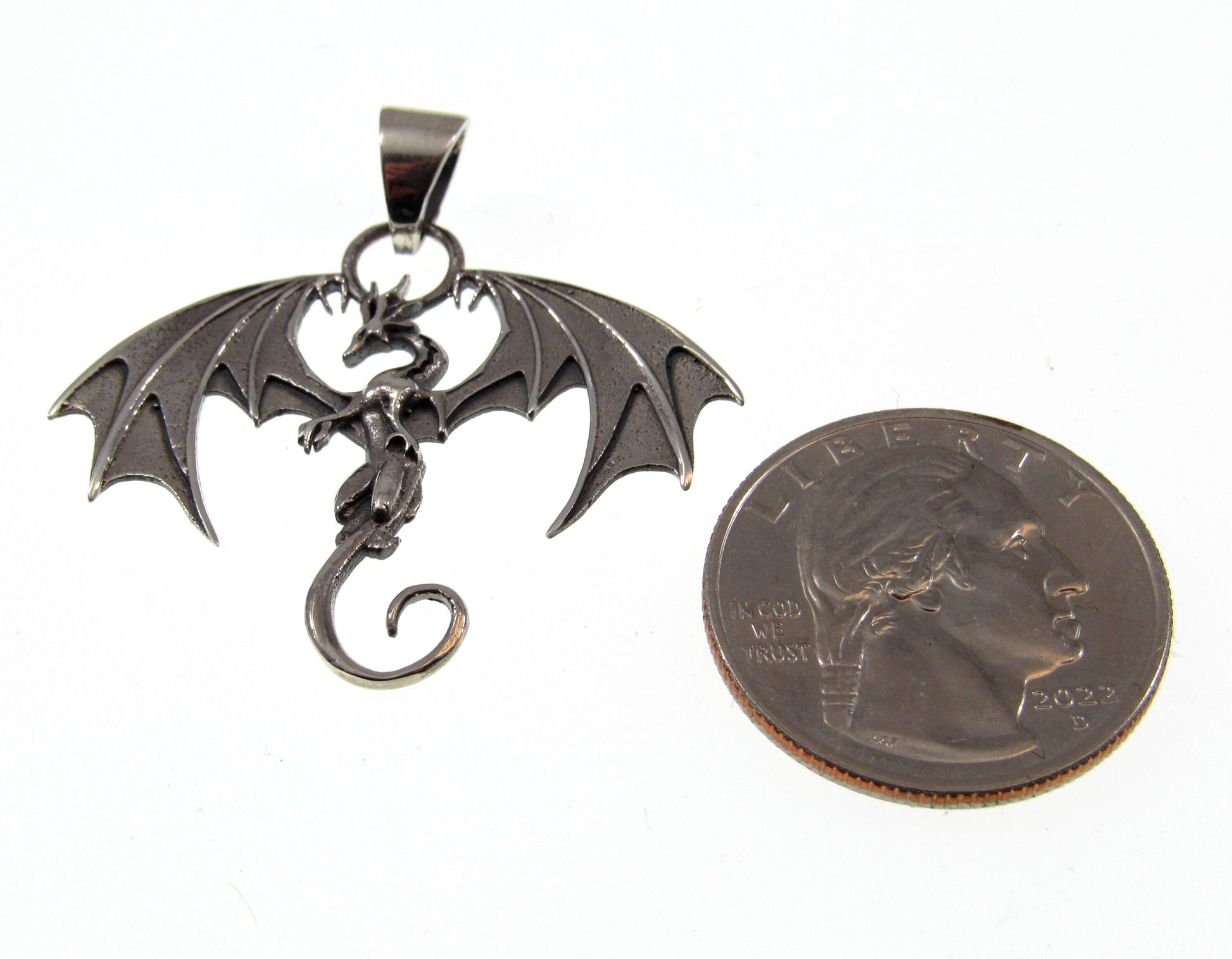 Solid 925 Sterling Silver Winged Guardian Dragon Protection Pendant, Handcrafted Fantasy Jewelry