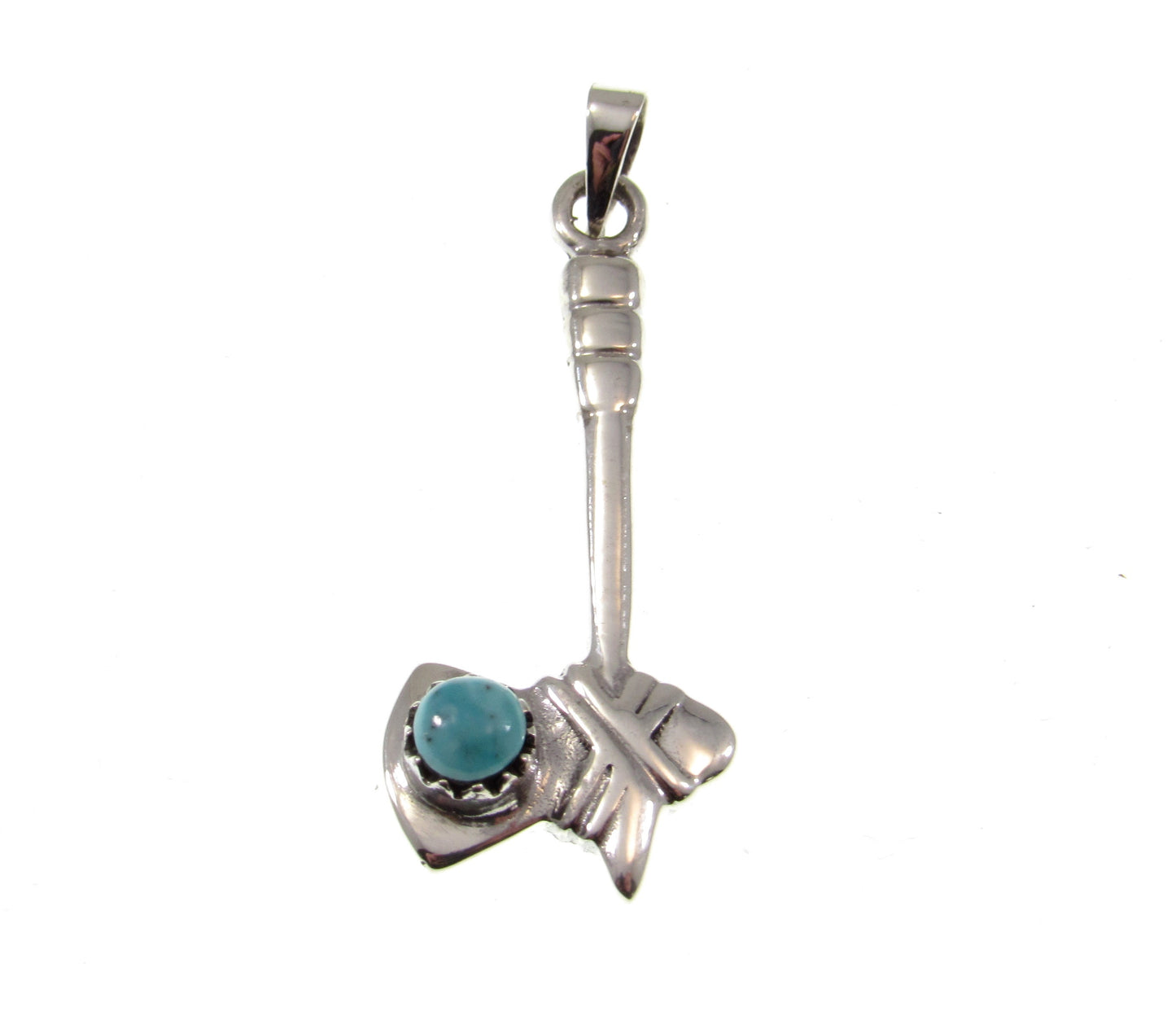 Solid 925 Sterling Silver Tomahawk Necklace Pendant with Turquoise – Native Western Axe Charm, Biker Southwestern Jewelry for Men or Women