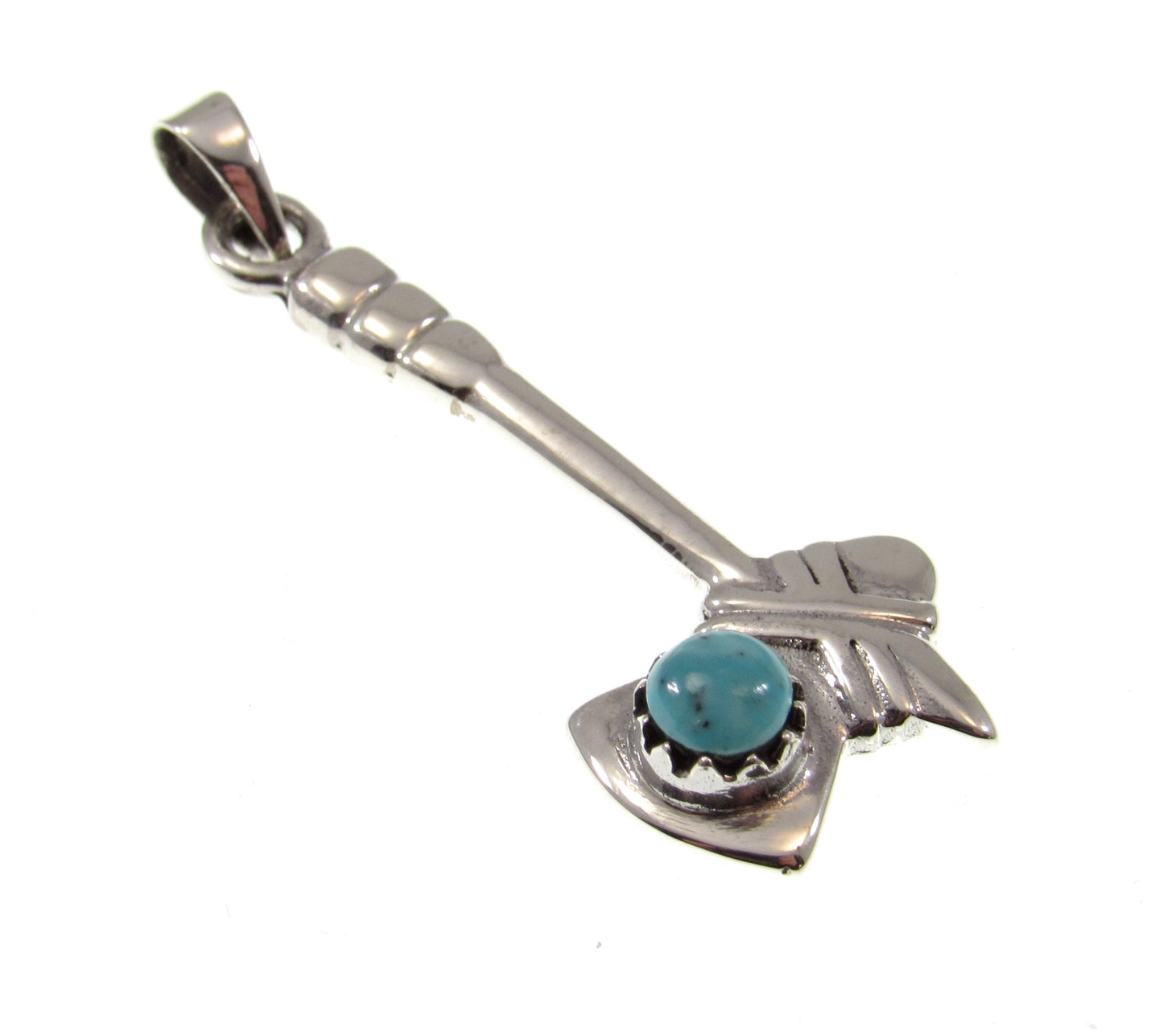Solid 925 Sterling Silver Tomahawk Necklace Pendant with Turquoise – Native Western Axe Charm, Biker Southwestern Jewelry for Men or Women