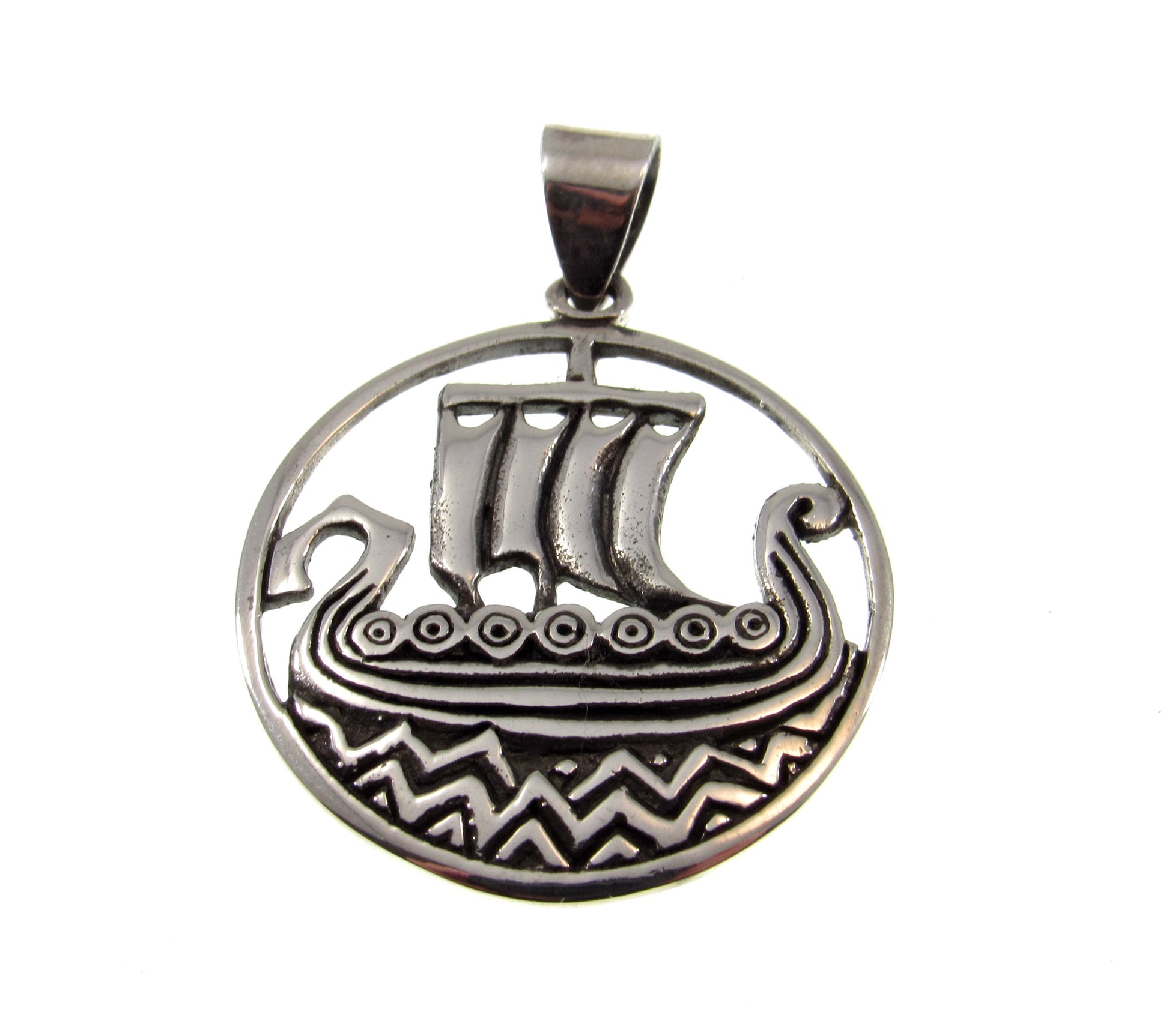 Solid 925 Sterling Silver Viking Ship Pendant, Norse Drakkar Necklace, Nordic Warrior Jewelry, Scandinavian Boat Amulet, Viking Gift for Him