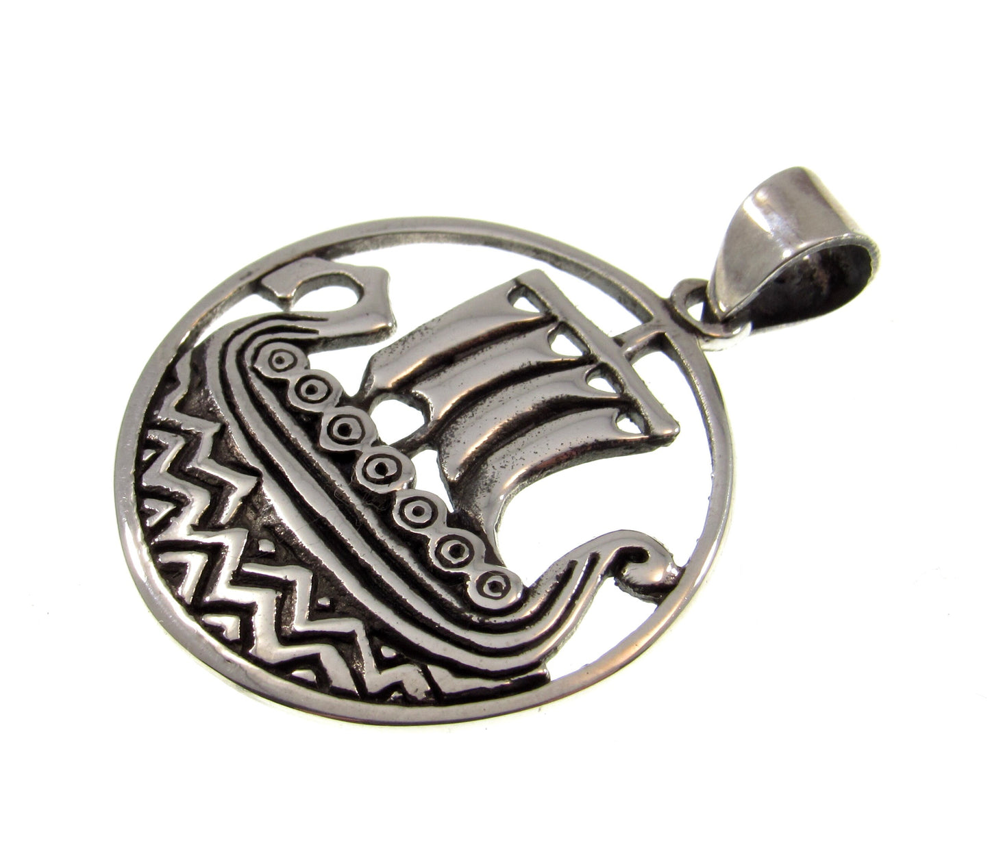 Solid 925 Sterling Silver Viking Ship Pendant, Norse Drakkar Necklace, Nordic Warrior Jewelry, Scandinavian Boat Amulet, Viking Gift for Him