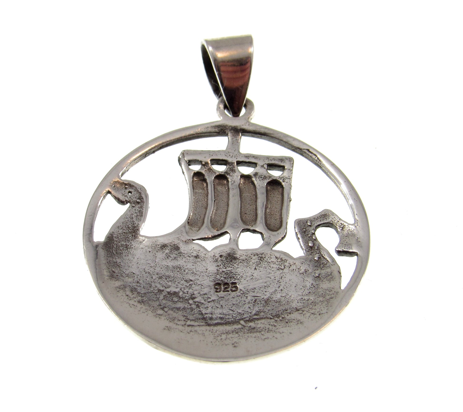 Solid 925 Sterling Silver Viking Ship Pendant, Norse Drakkar Necklace, Nordic Warrior Jewelry, Scandinavian Boat Amulet, Viking Gift for Him