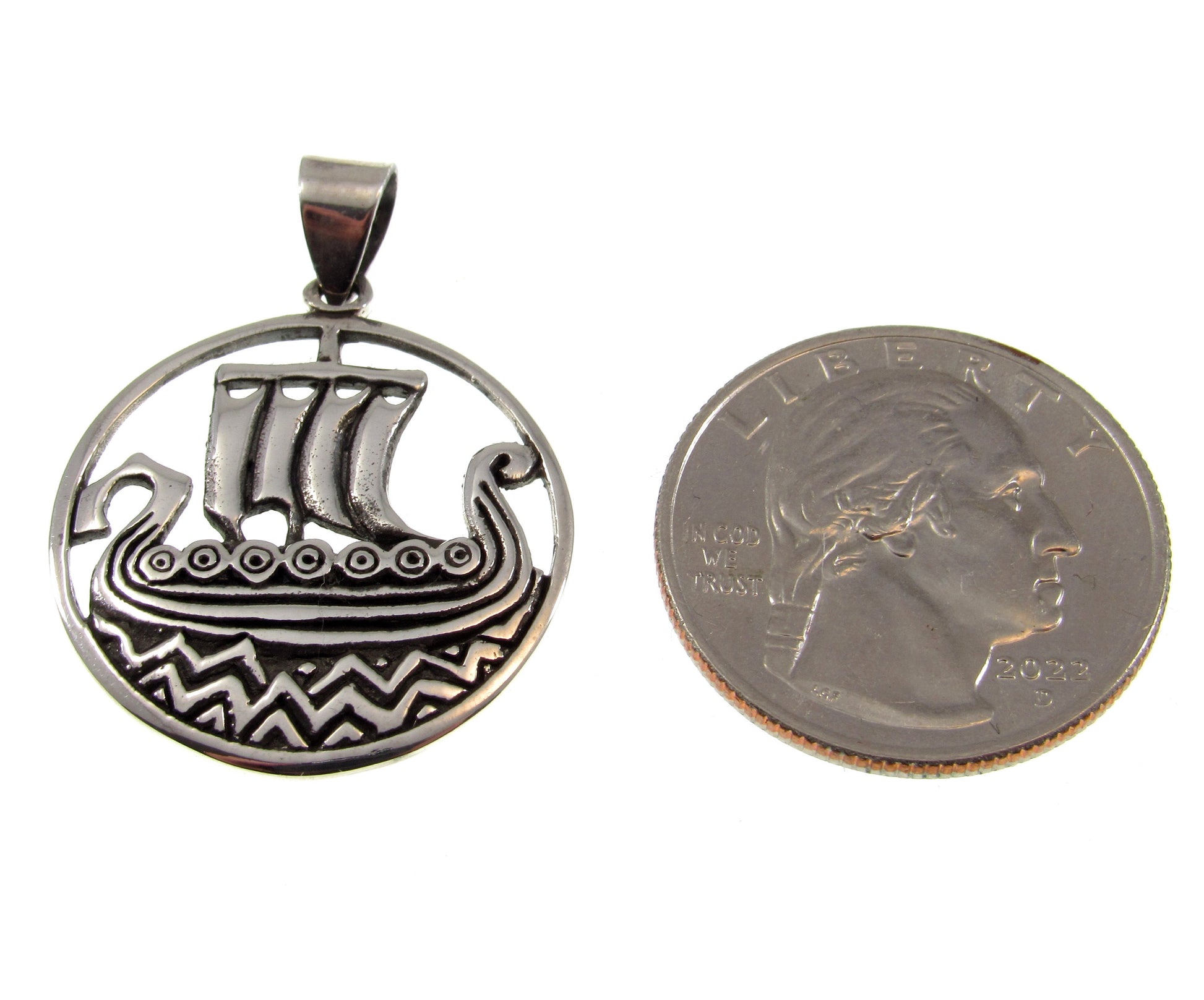 Solid 925 Sterling Silver Viking Ship Pendant, Norse Drakkar Necklace, Nordic Warrior Jewelry, Scandinavian Boat Amulet, Viking Gift for Him