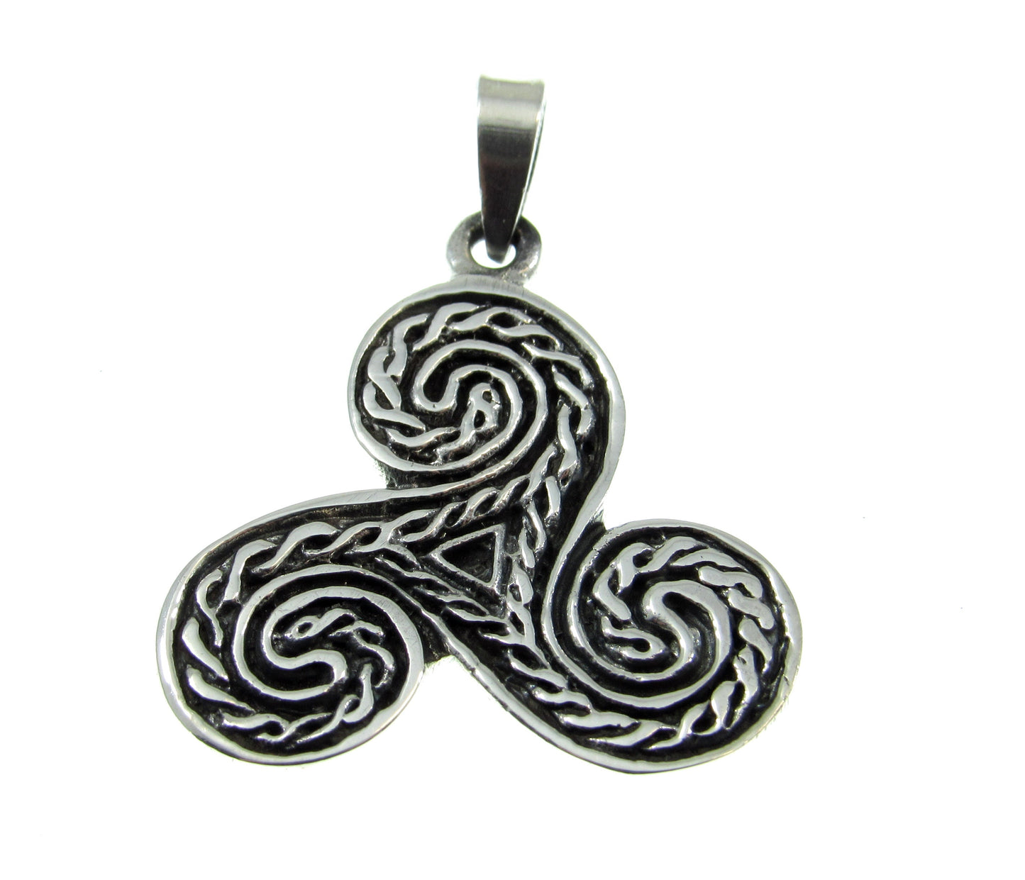 Solid 925 Sterling Silver Celtic Knot Triskele Pendant, Handcrafted Triple Spiral Triskelion Jewelry