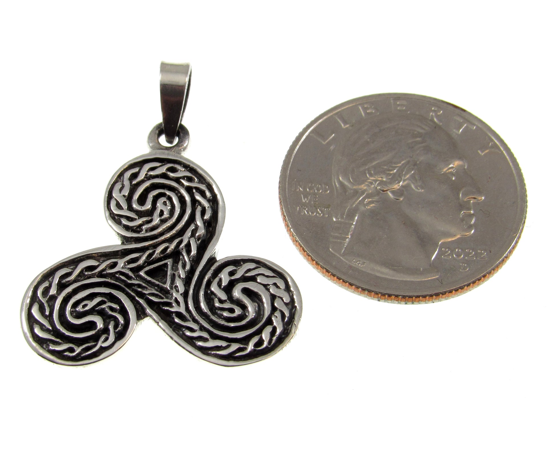 Solid 925 Sterling Silver Celtic Knot Triskele Pendant, Handcrafted Triple Spiral Triskelion Jewelry