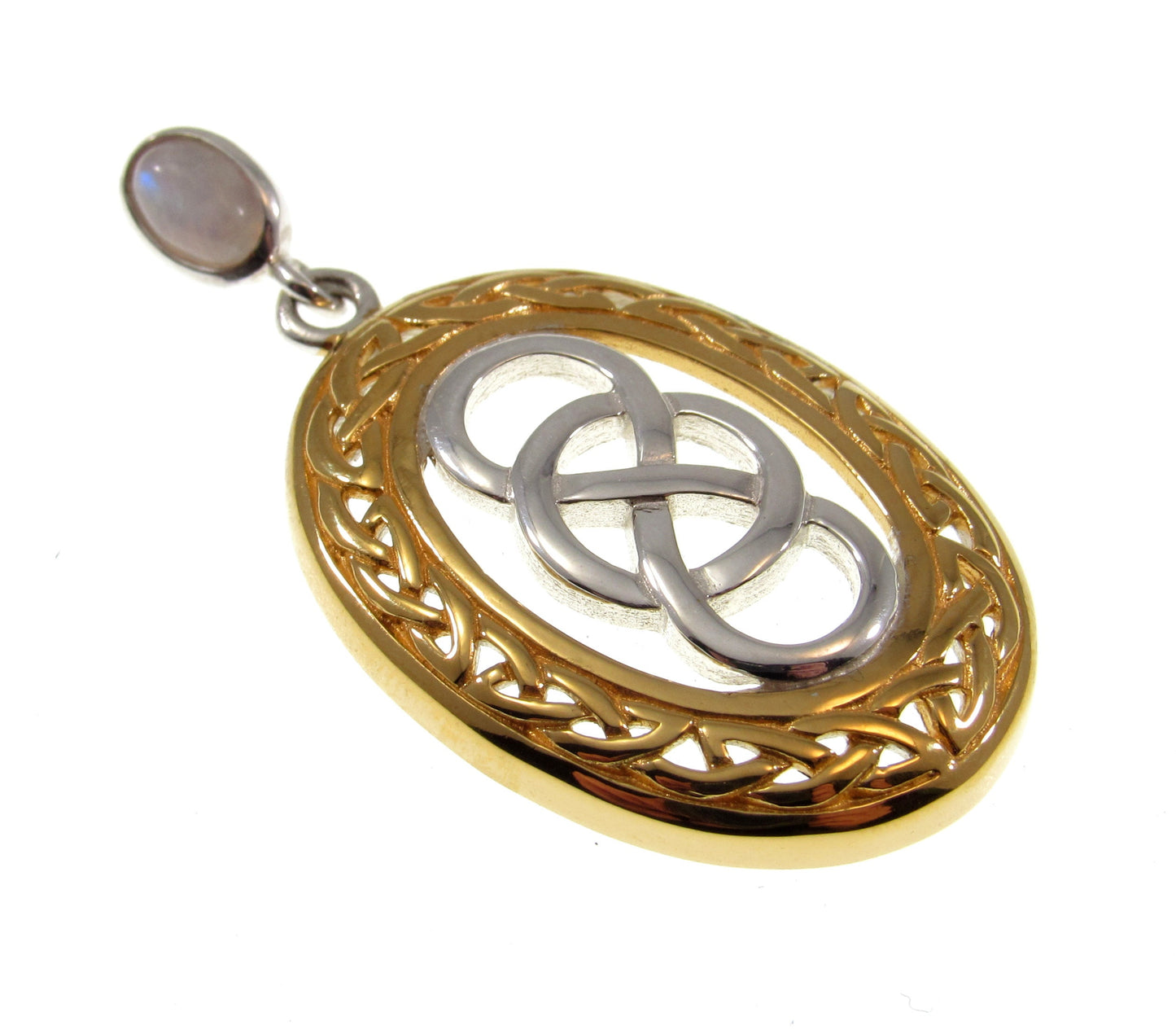 Solid 925 Sterling Silver & 18k Gold Celtic Infinity Knot Pendant, Handcrafted Magic Binding Spell Amulet