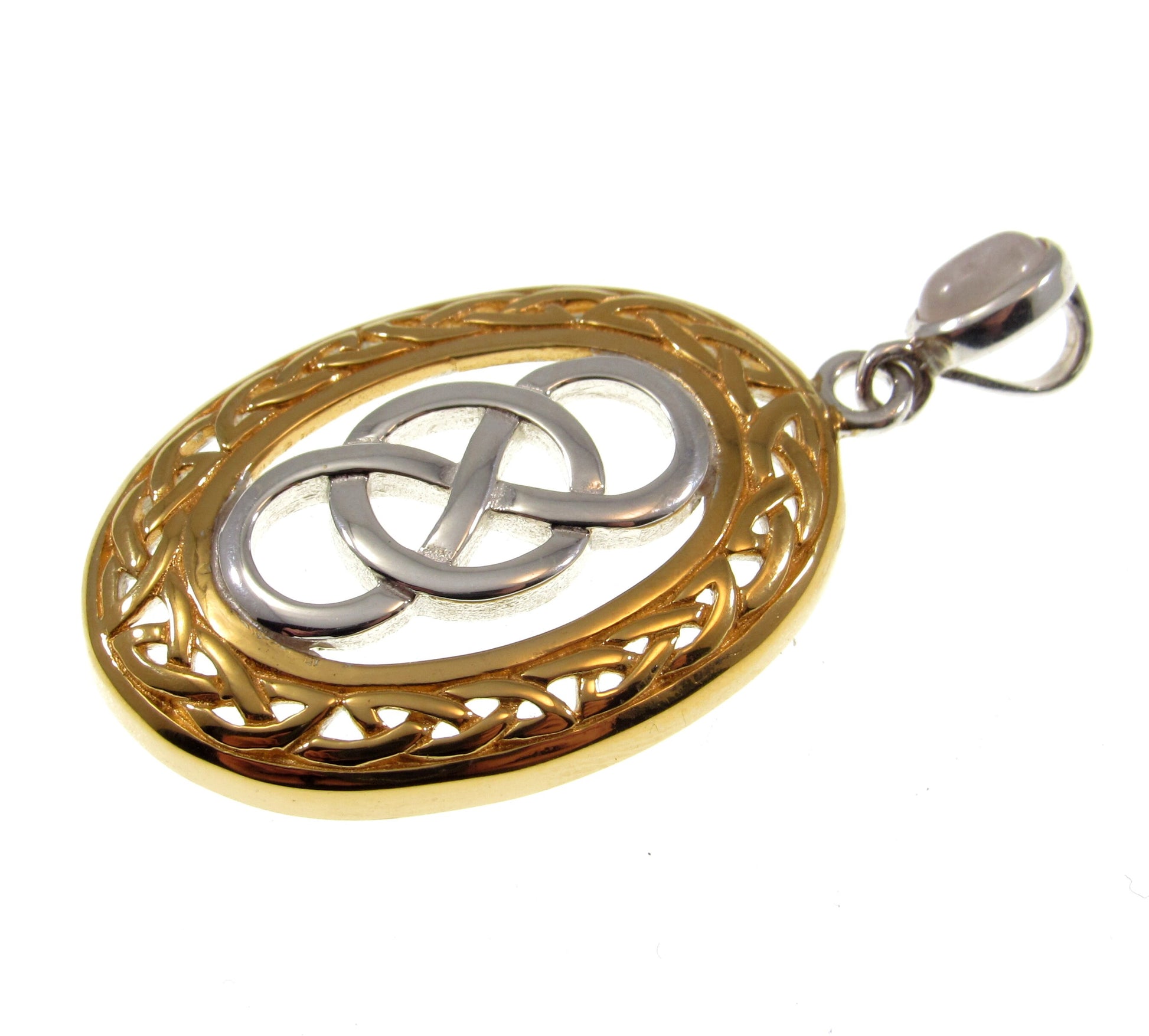 Solid 925 Sterling Silver & 18k Gold Celtic Infinity Knot Pendant, Handcrafted Magic Binding Spell Amulet