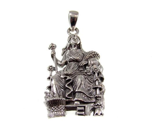 Solid 925 Sterling Silver Demeter Pendant, Handcrafted Greek Goddess of the Harvest Sculpture, Ancient Mythology Jewelry