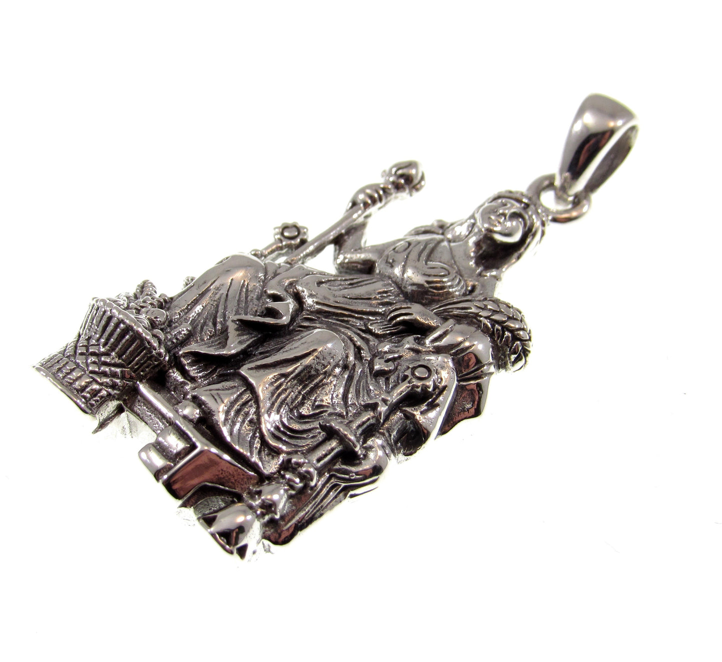 Solid 925 Sterling Silver Demeter Pendant, Handcrafted Greek Goddess of the Harvest Sculpture, Ancient Mythology Jewelry