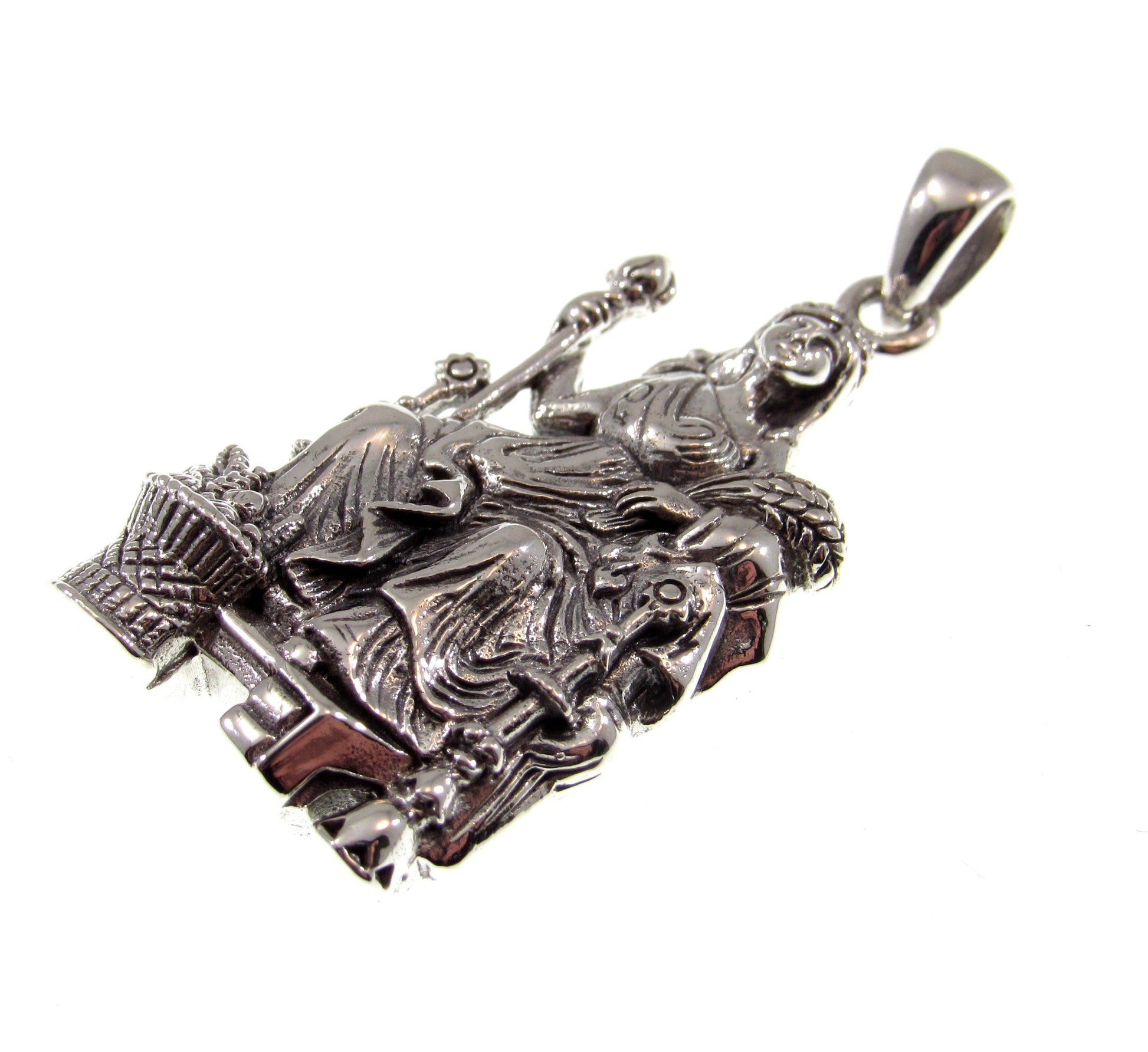 Solid 925 Sterling Silver Demeter Pendant, Handcrafted Greek Goddess of the Harvest Sculpture, Ancient Mythology Jewelry