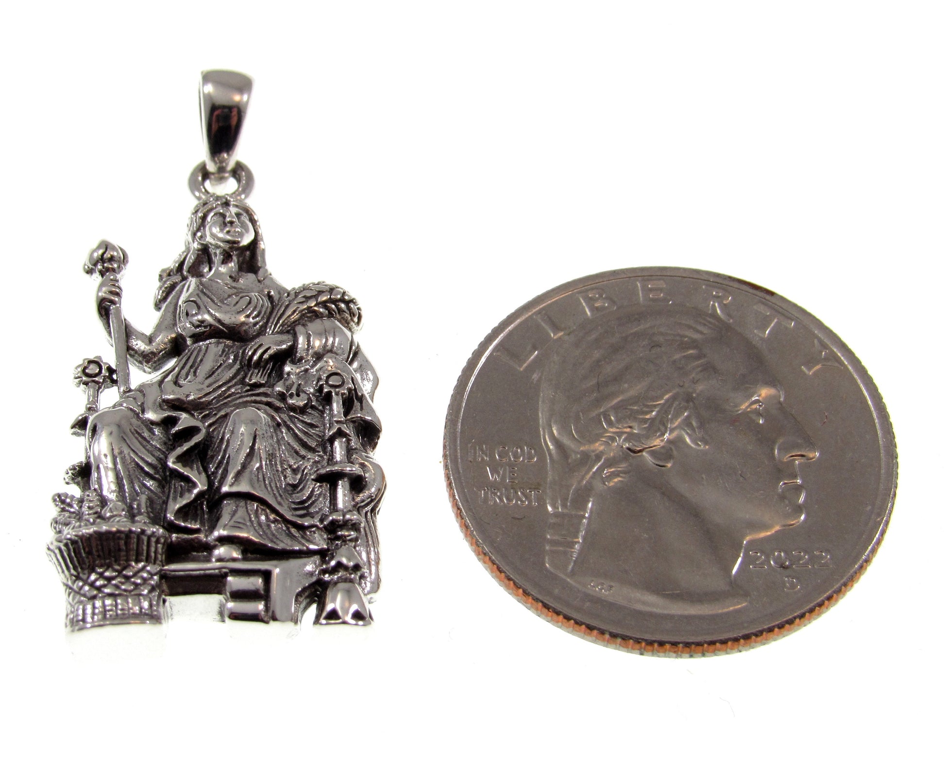 Solid 925 Sterling Silver Demeter Pendant, Handcrafted Greek Goddess of the Harvest Sculpture, Ancient Mythology Jewelry