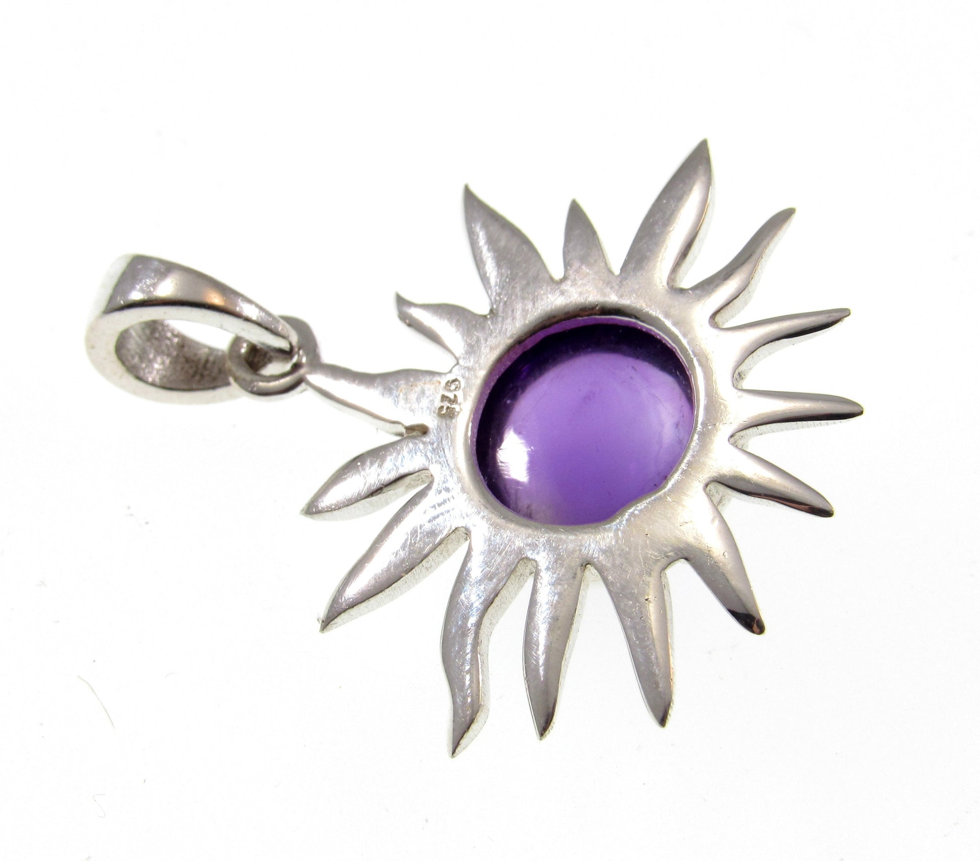 Solid 925 Sterling Silver Sun Pendant – Amethyst, Labradorite, or Rainbow Moonstone - Celestial Jewelry, Gemstone Charm Necklace Pendant