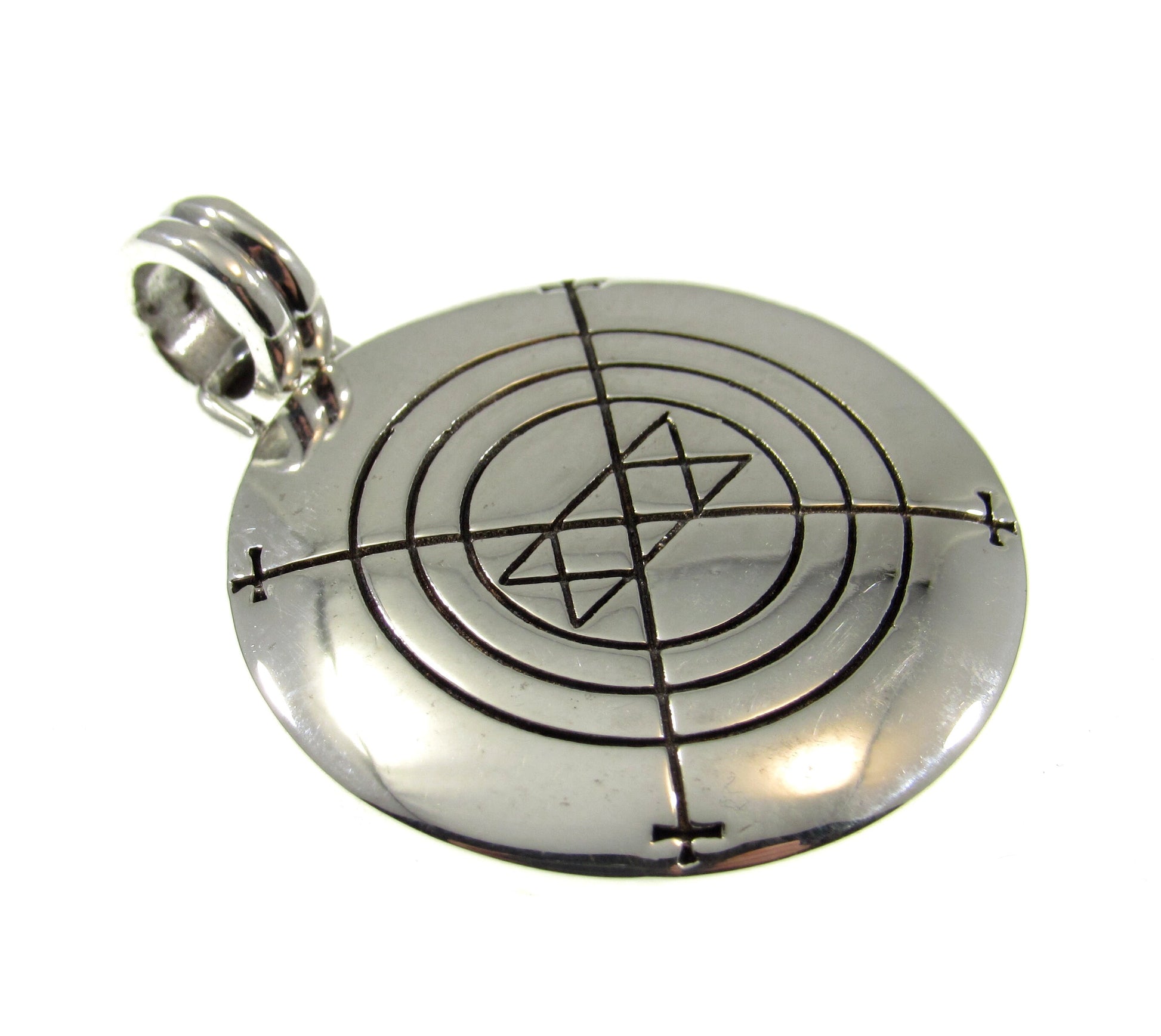 Solid 925 Sterling Silver Holy Magic Circle Amulet, Handcrafted Solomon's Seal Pendant, Solomon Knot