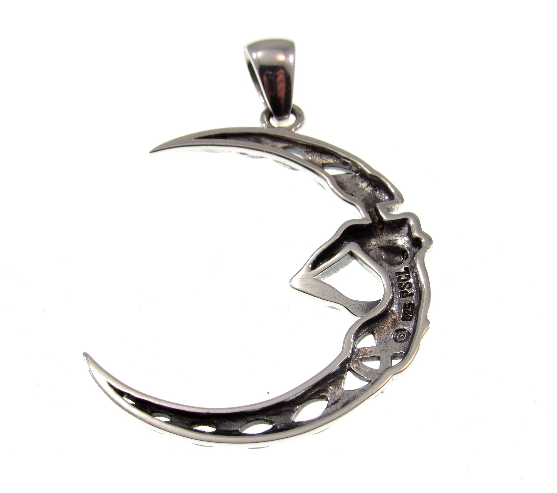 Solid 925 Sterling Silver Celtic Knot Moon Goddess Pendant, Handcrafted Pagan Wicca Celestial Amulet