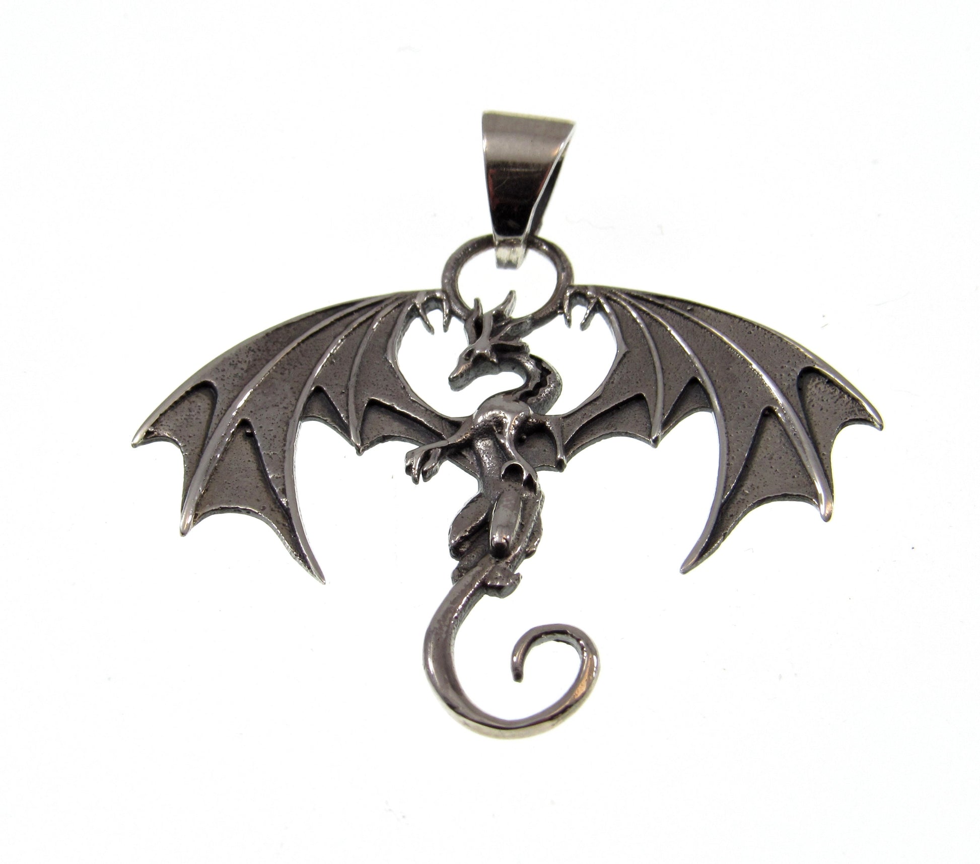 Solid 925 Sterling Silver Winged Guardian Dragon Protection Pendant, Handcrafted Fantasy Jewelry
