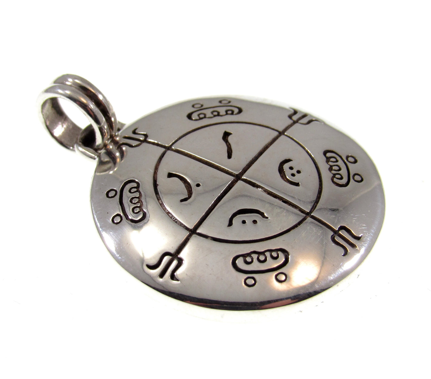 Solid 925 Sterling Silver Mohammedan Magic Circle Amulet, Handcrafted Protection Pendant Talisman