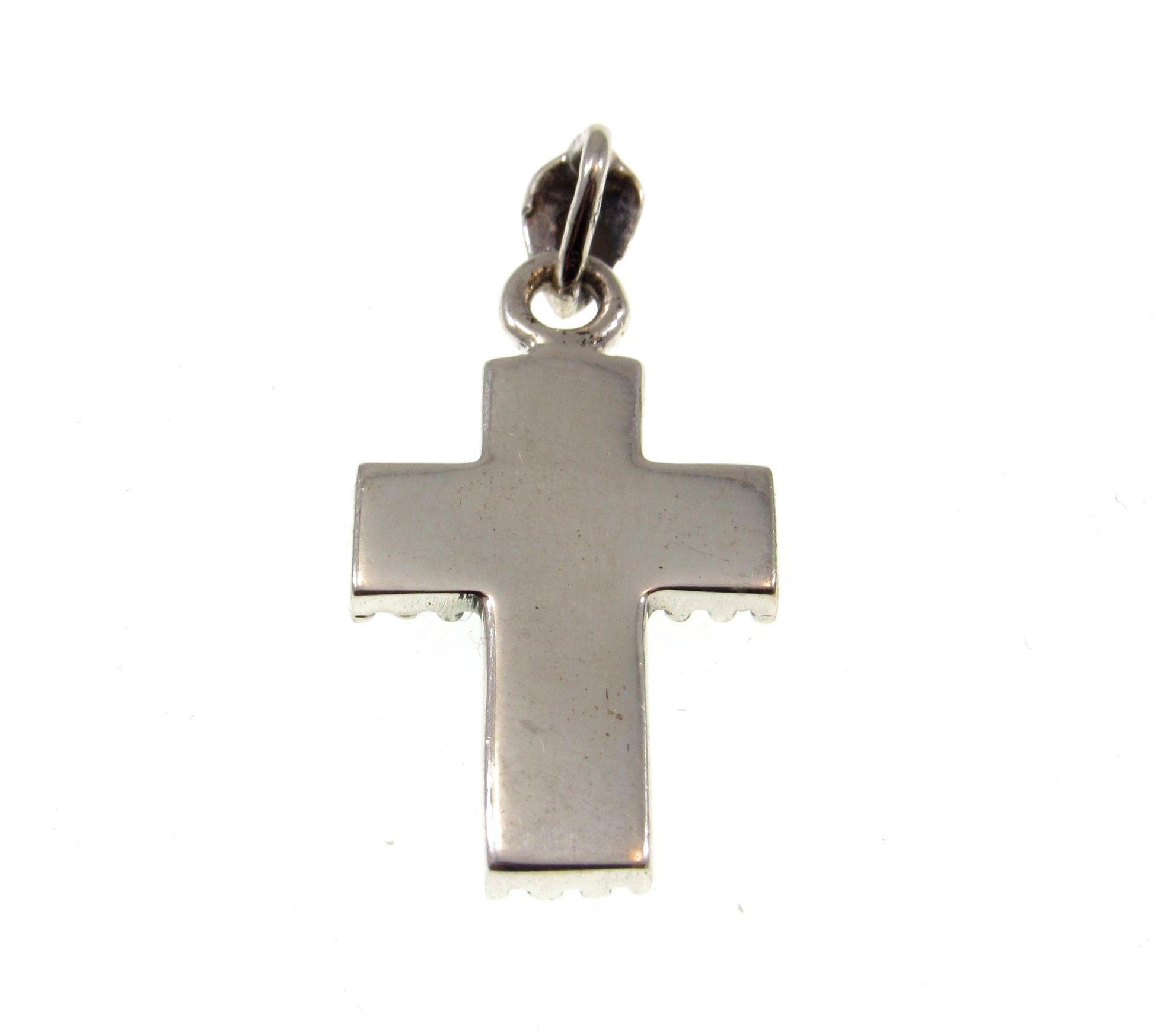 Solid 925 Sterling Silver Studded Cross - Textured Pendant, Handcrafted Religious Jewelry, Minimalist Christian Necklace Charm