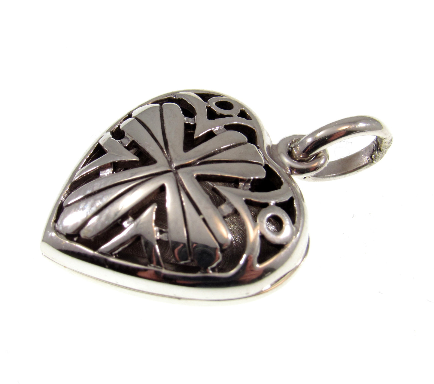 Solid 925 Sterling Silver Cross in Heart Photo Locket, Handcrafted Keepsake Pendant