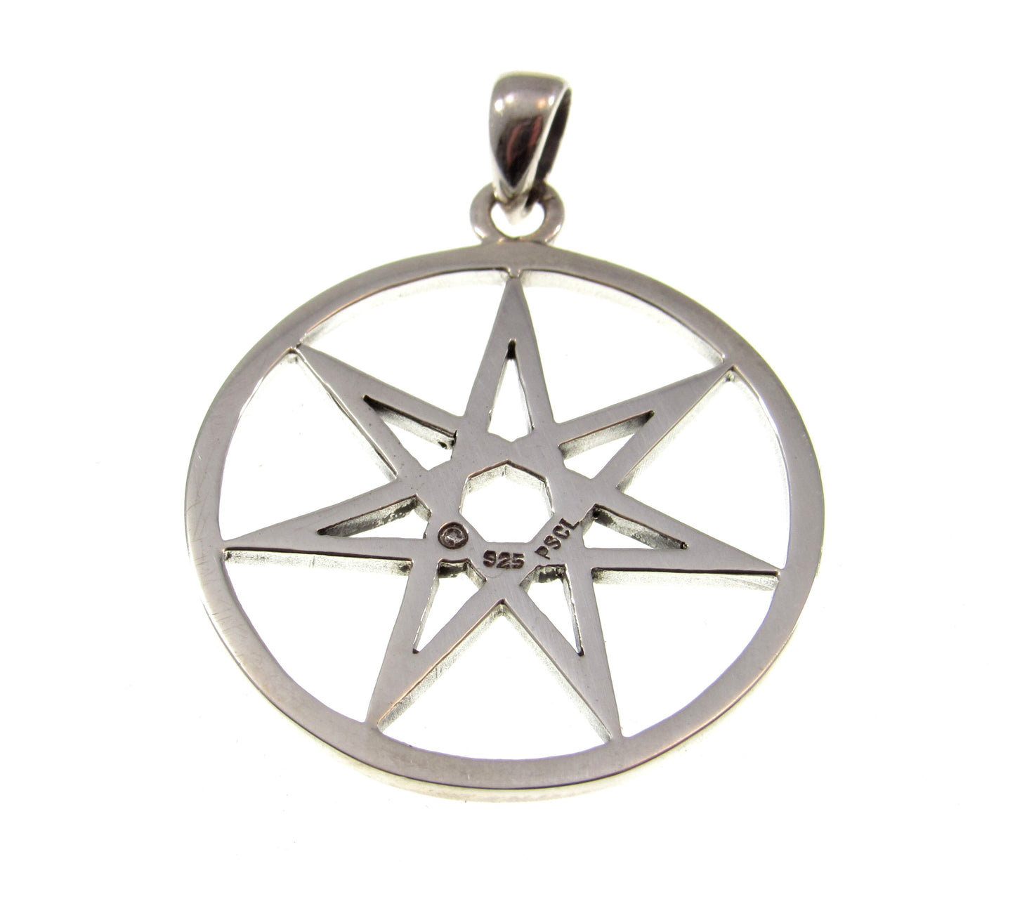 Solid 925 Sterling Silver Elvin Fairy Star Pendant, Handcrafted Heptagram Septagram 7 Pointed Star Amulet, Neopagan Wiccan Pagan Talisman