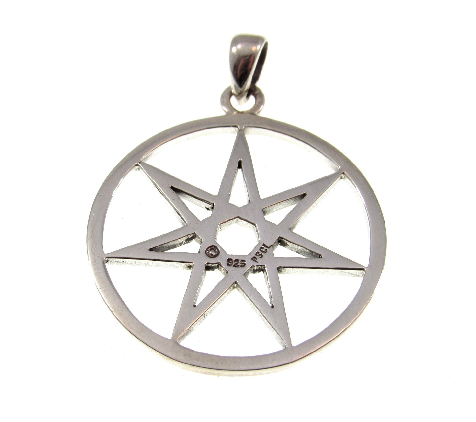 Solid 925 Sterling Silver Elvin Fairy Star Pendant, Handcrafted Heptagram Septagram 7 Pointed Star Amulet, Neopagan Wiccan Pagan Talisman