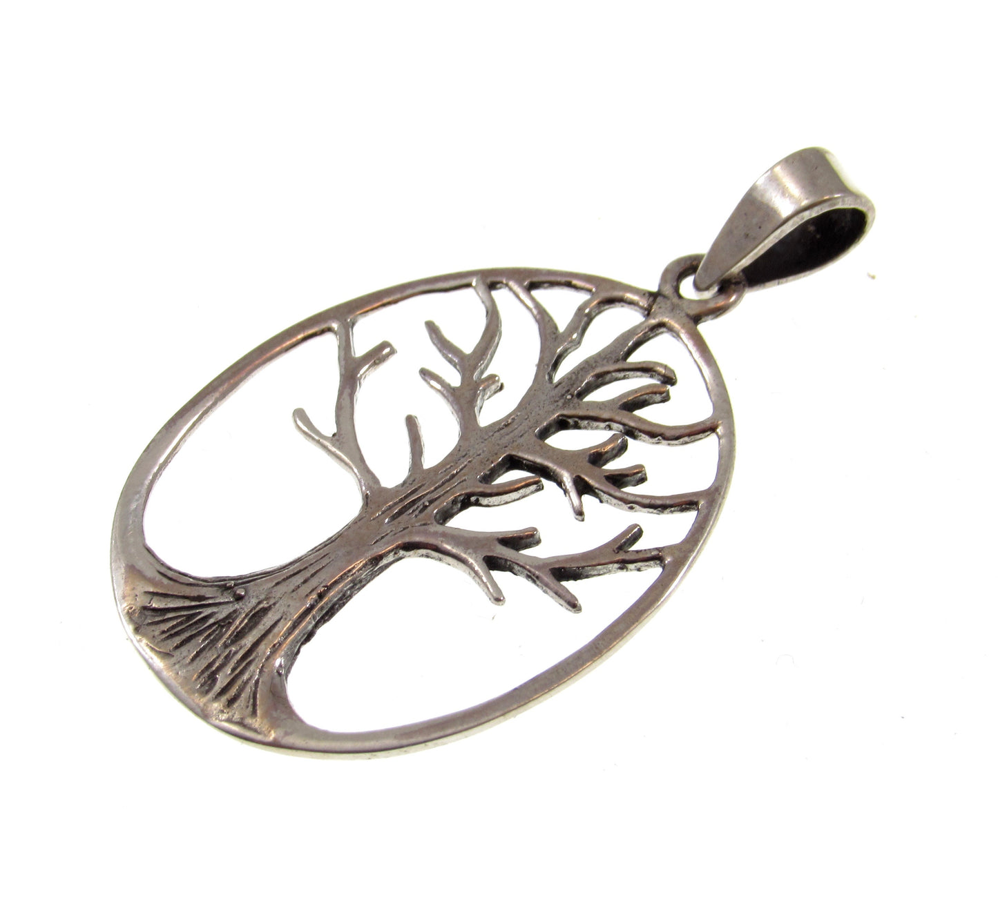 Solid 925 Sterling Silver Cut Out Tree of Life Pendant, Handcrafted Yggdrasil Jewelry
