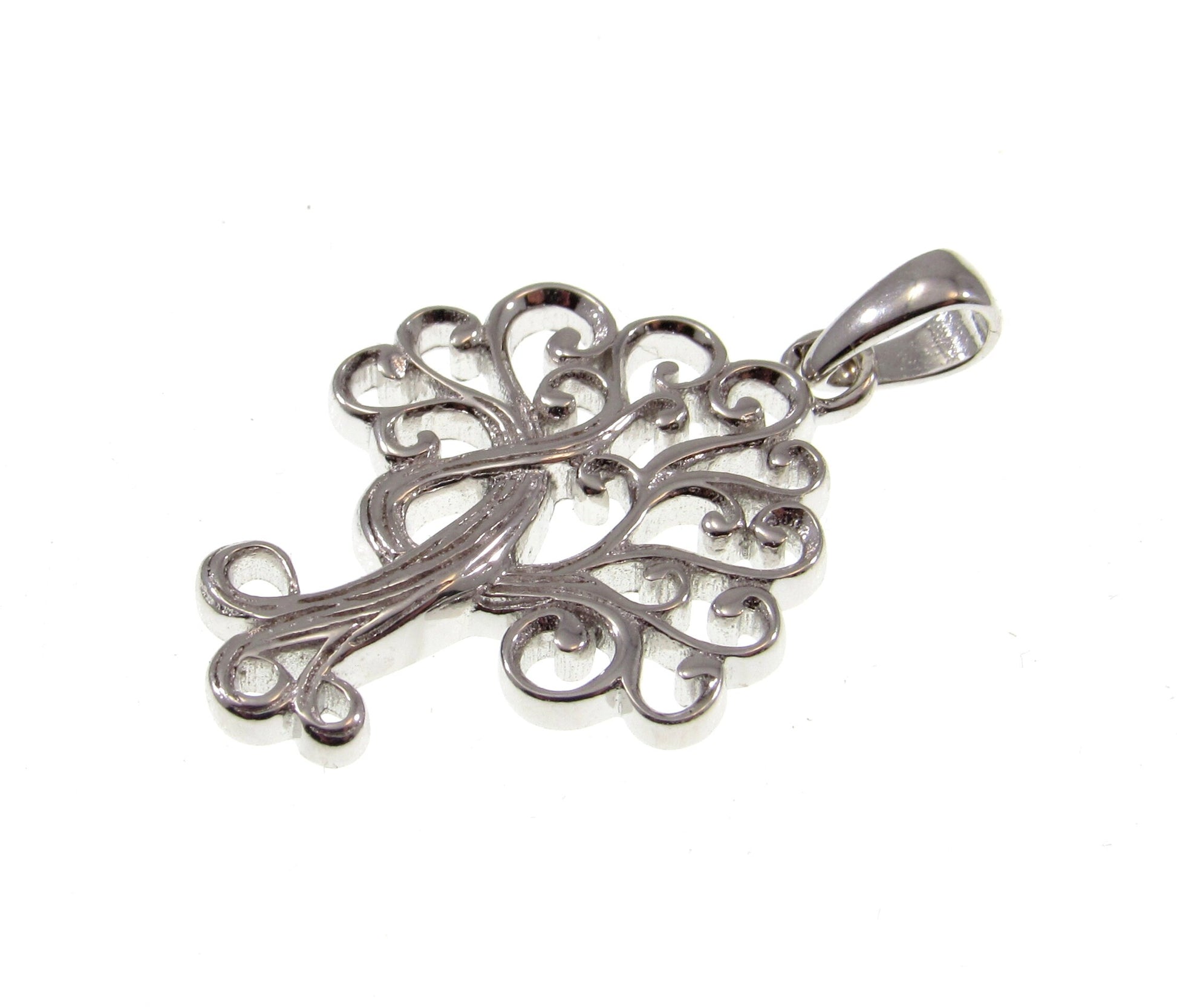 Solid 925 Sterling Silver Ornate Tree of Life Charm, Handcrafted Yggdrasil Pendant