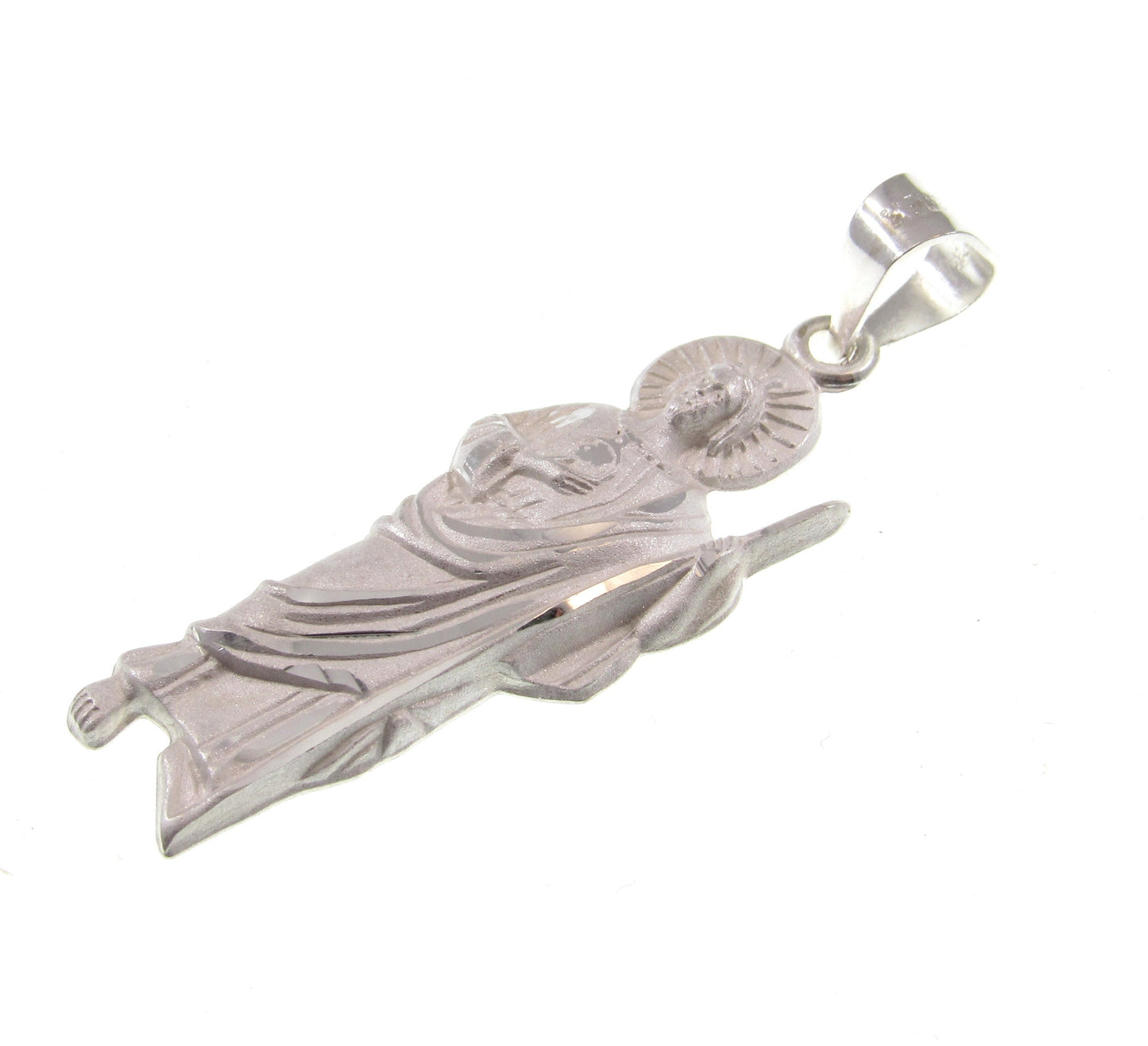 Solid 925 Sterling Silver Saint Jude Thaddaeus Pendant, Handcrafted Religious Jewelry, Apostle of Jesus Medal